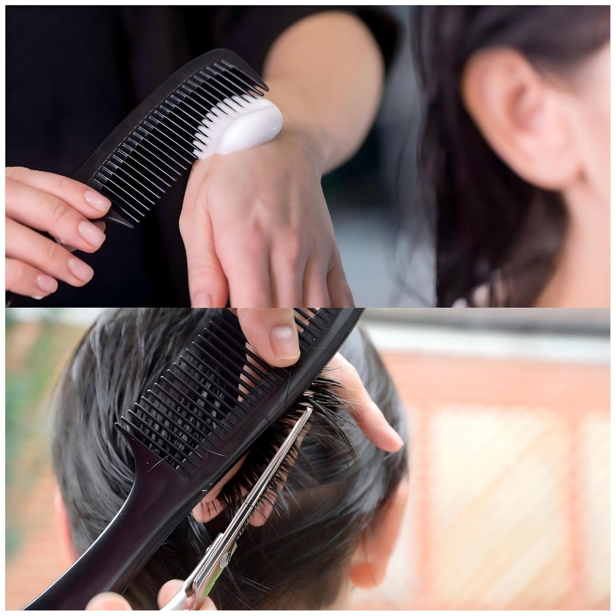 2-Pack Professional Comb Set - Wide + Fine Tooth | Unisex for All Hair Types (Curly/Straight/Thick), Enhanced Anti-Tangling