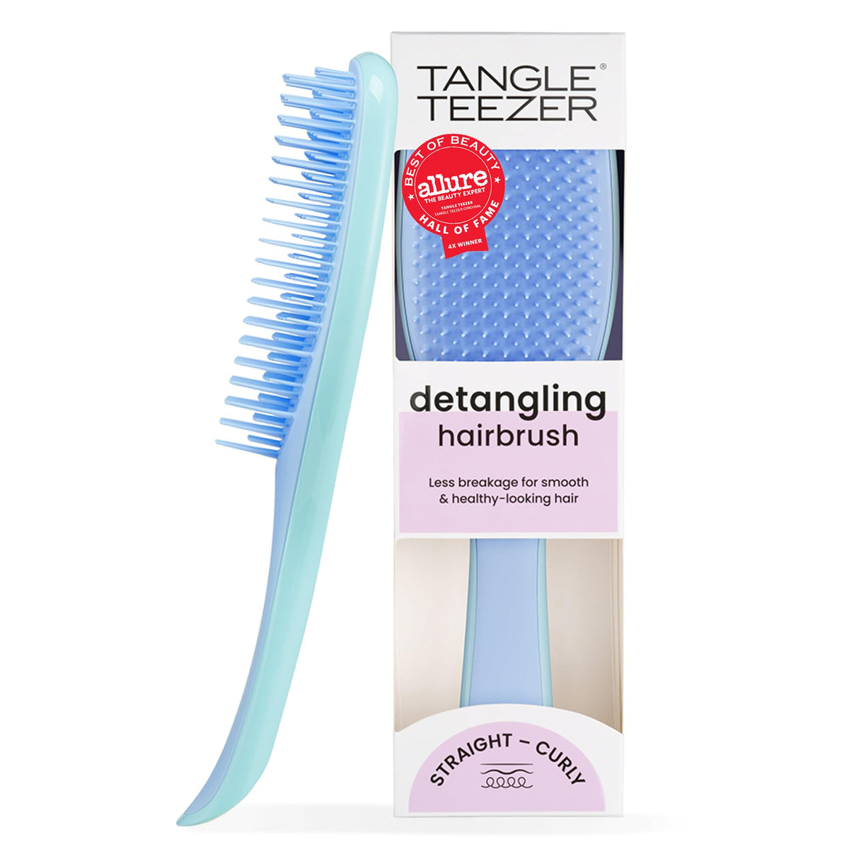 Tangle Teezer Ultimate Detangler Brush, Straight to Wavy, Millennial Pink | Patented two-tier, regular-flex teeth reduce breakage & split ends on wet or dry hair; Shower-friendly hairbrush for all ages