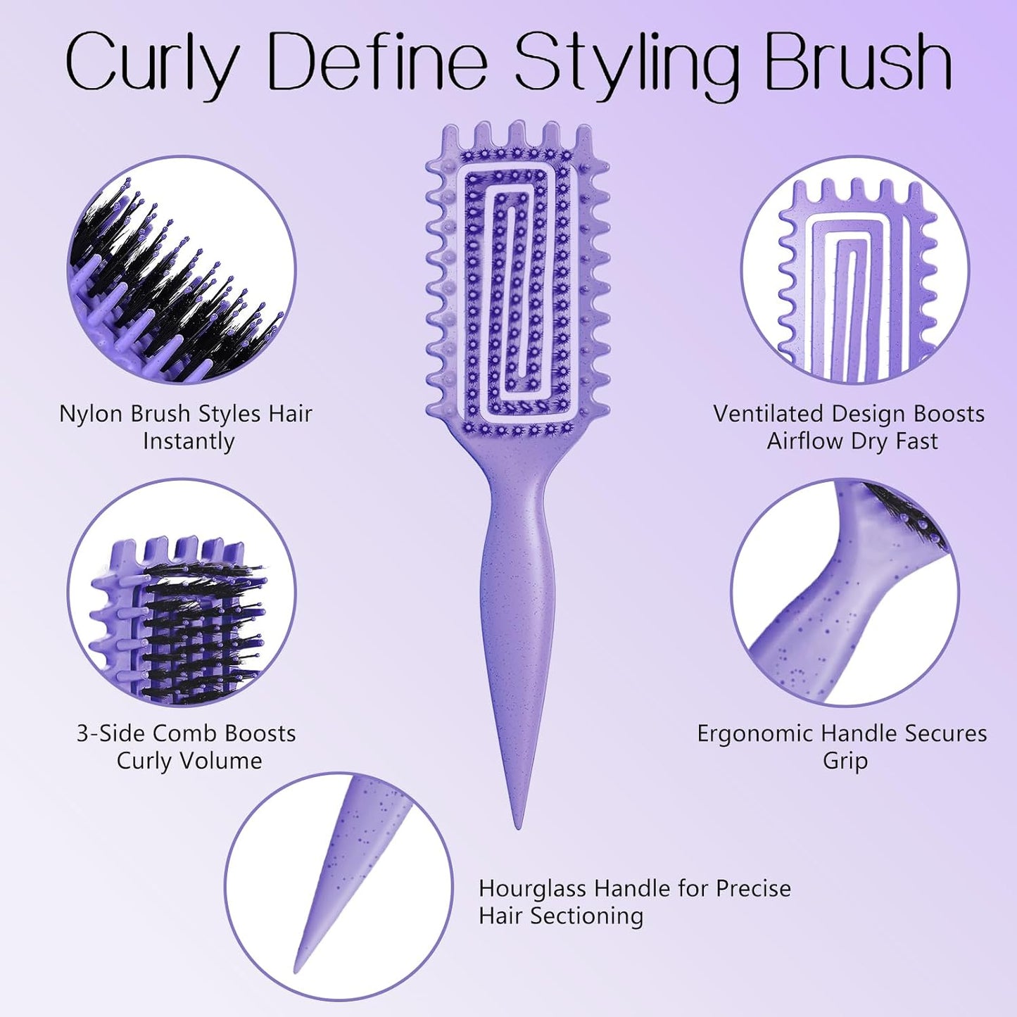 Curly Hair Brush, Curl Brush for Wet & Dry Hair | Curl Defining Brush for Effortlessly Defined Curls & Waves, Detangling Brush for Women, Men & Kids, Reduces Frizz