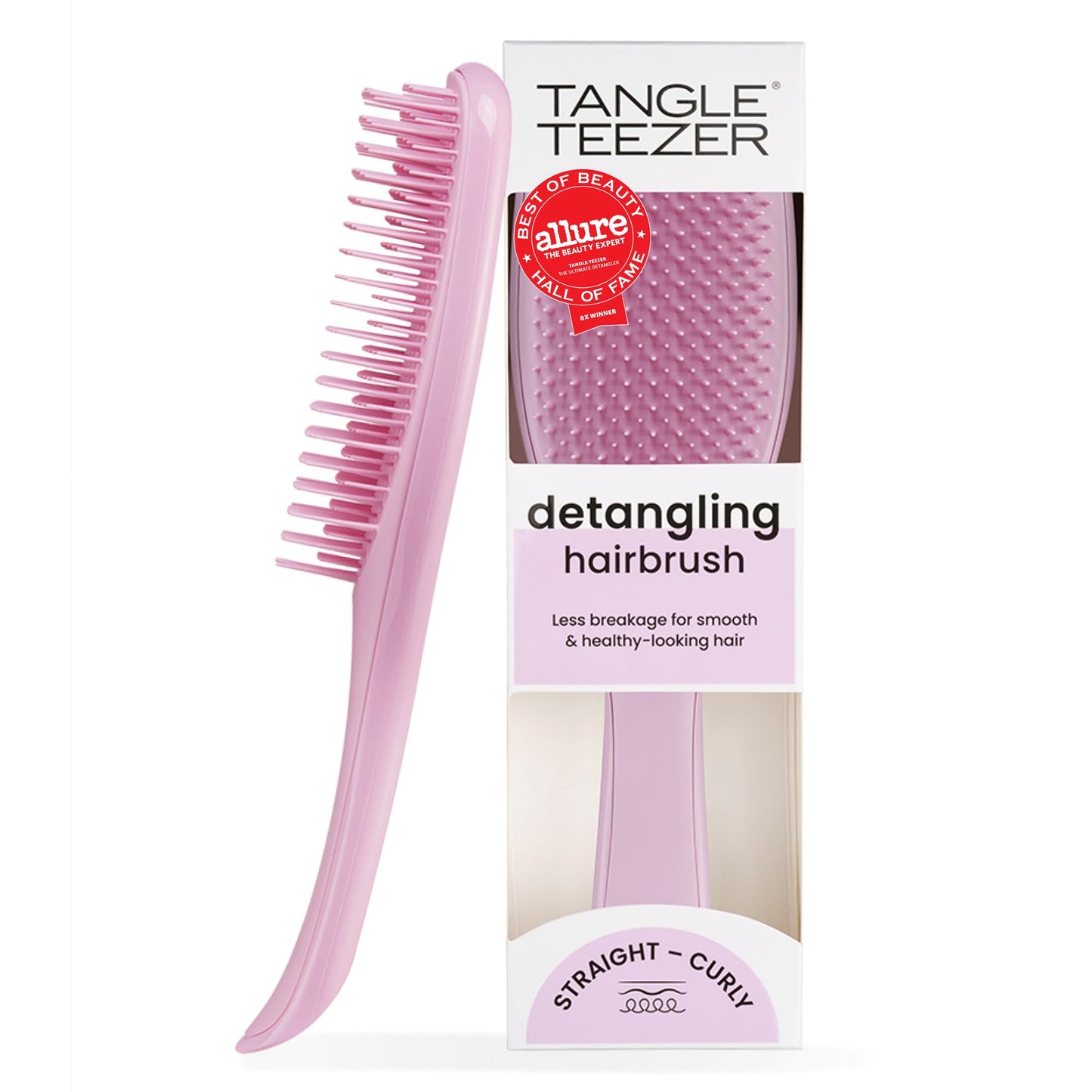 Tangle Teezer Ultimate Detangler Brush, Straight to Wavy, Millennial Pink | Patented two-tier, regular-flex teeth reduce breakage & split ends on wet or dry hair; Shower-friendly hairbrush for all ages
