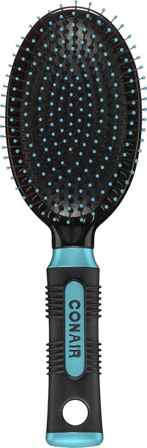 Conair Salon Results Hair Brush, Detangling Hair Brush for Men and Women, For All Hair Types, Metal Bristles and Cushion Base