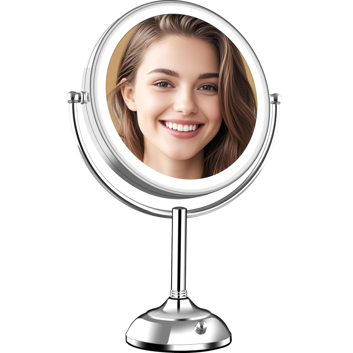 11.8" Extra Large 17" Tall Lighted Makeup Mirror, 1X/5X/10X 3-Sided Magnifying Mirror with 96 LEDs, 3 Color Dimmable Lights, 360° Swivel Dual Power Vanity Mirror, Nickel Finish Luxury Gift Box