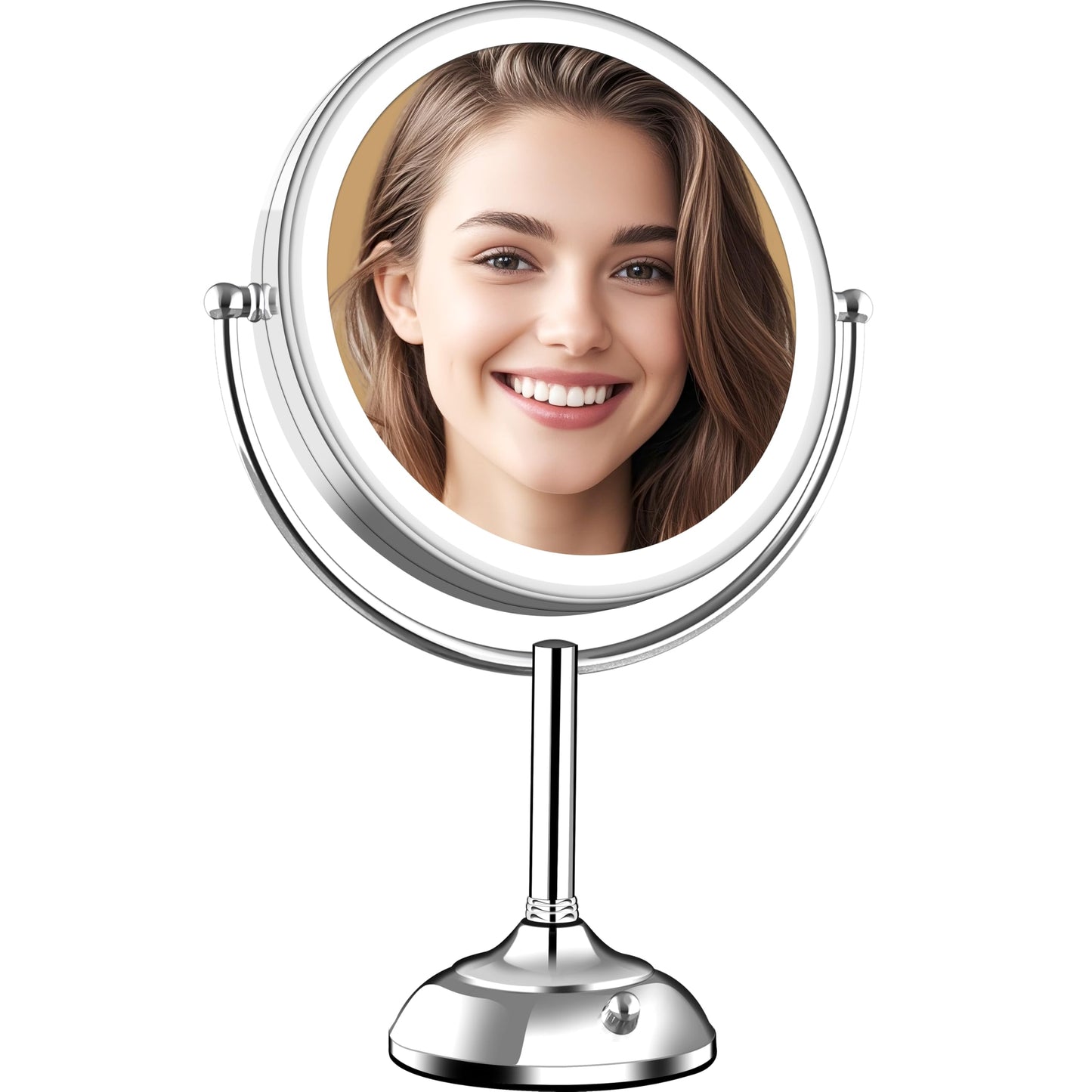 11.8" Extra Large 17" Tall Lighted Makeup Mirror, 1X/5X/10X 3-Sided Magnifying Mirror with 96 LEDs, 3 Color Dimmable Lights, 360° Swivel Dual Power Vanity Mirror, Nickel Finish Luxury Gift Box