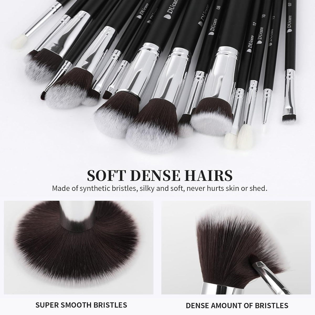 DUcare Makeup Brushes with Travel Bag 15Pcs Makeup Brush Set | Premium Synthetic Powder Foundation Contour Blush Concealer Eye Shadow Blending Liner Make Up Brush Kit