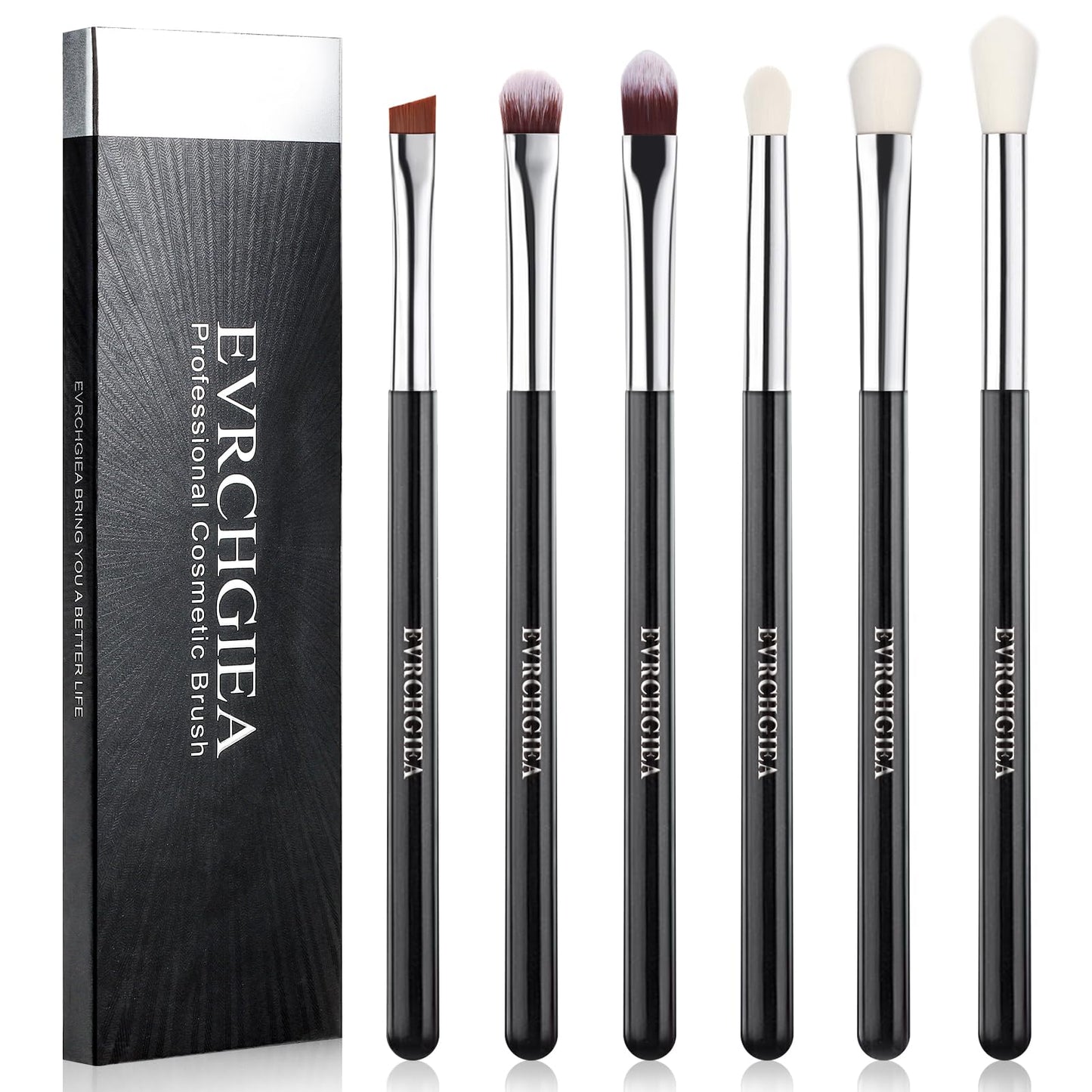 Eye Makeup Brush Set, 6 Pcs Professional Blending Eyeshadow Makeup Brushes for Concealer Eyebrows Eyeliner, Soft Hairs & Wood Handle