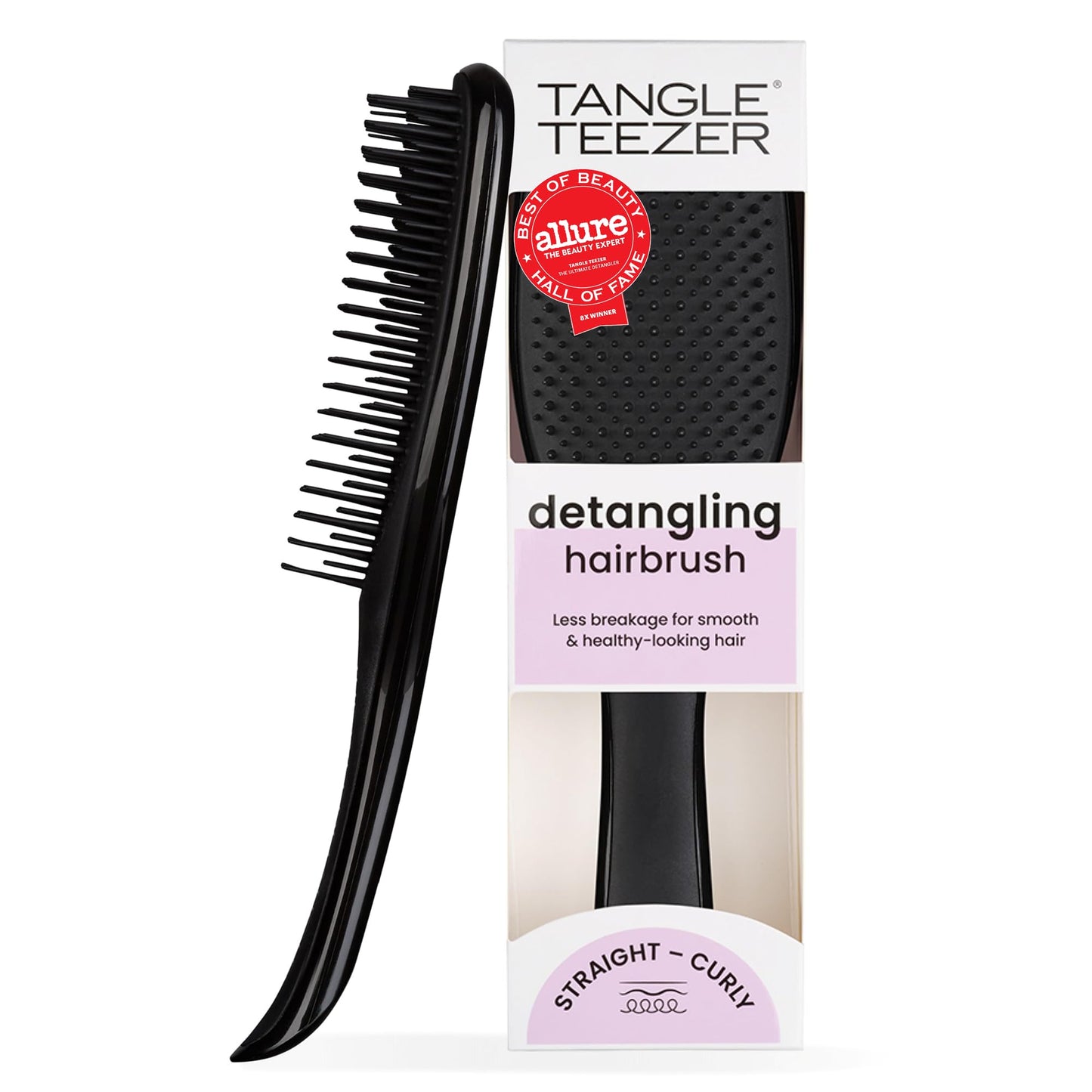 Tangle Teezer Ultimate Detangler Brush, Straight to Wavy, Millennial Pink | Patented two-tier, regular-flex teeth reduce breakage & split ends on wet or dry hair; Shower-friendly hairbrush for all ages