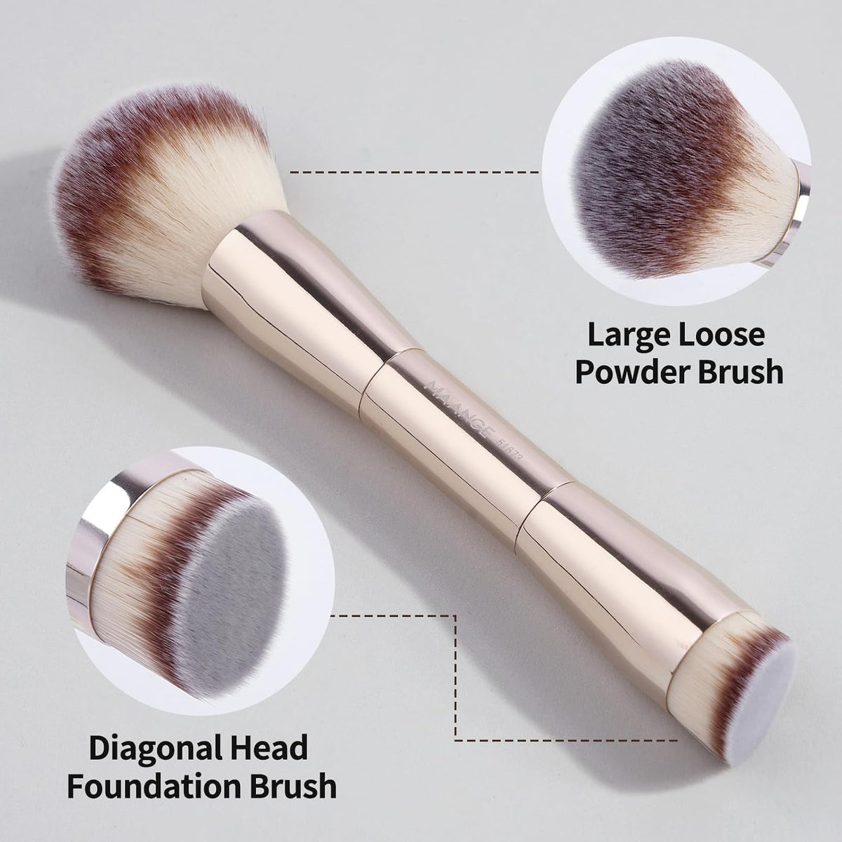 MAANGE Foundation Makeup Brushes, 2Pcs Double Ended Makeup Brush for Blending Liquid Powder Concealer Cream Blush Buffe (Gold)
