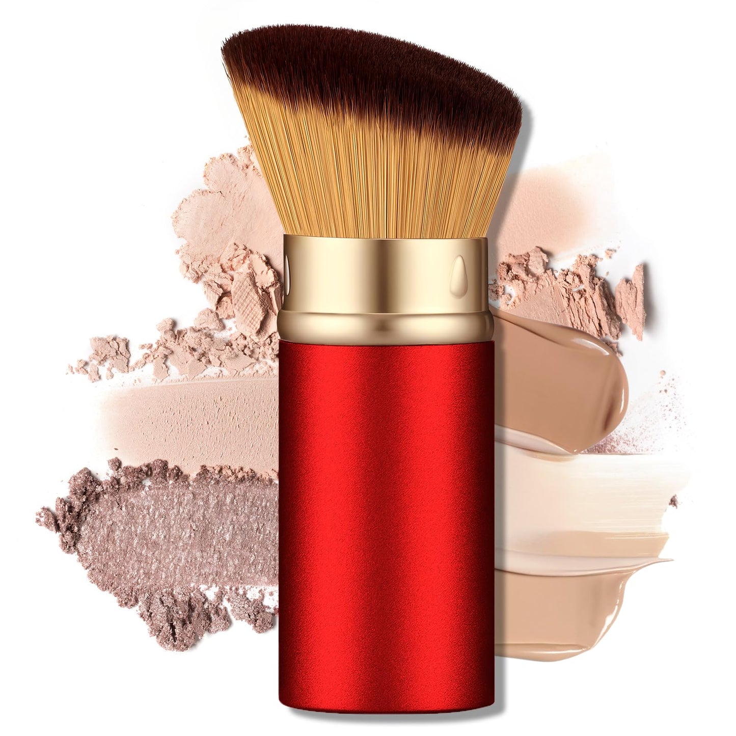 Angled Kabuki Brush with Retractable Desige For Professional makeup | Flawless Application of Foundation,Powder,Blush,Bronzer With Aluminium Body, Non-Toxic Bristles,Cream&liquid cosmetics(Black)