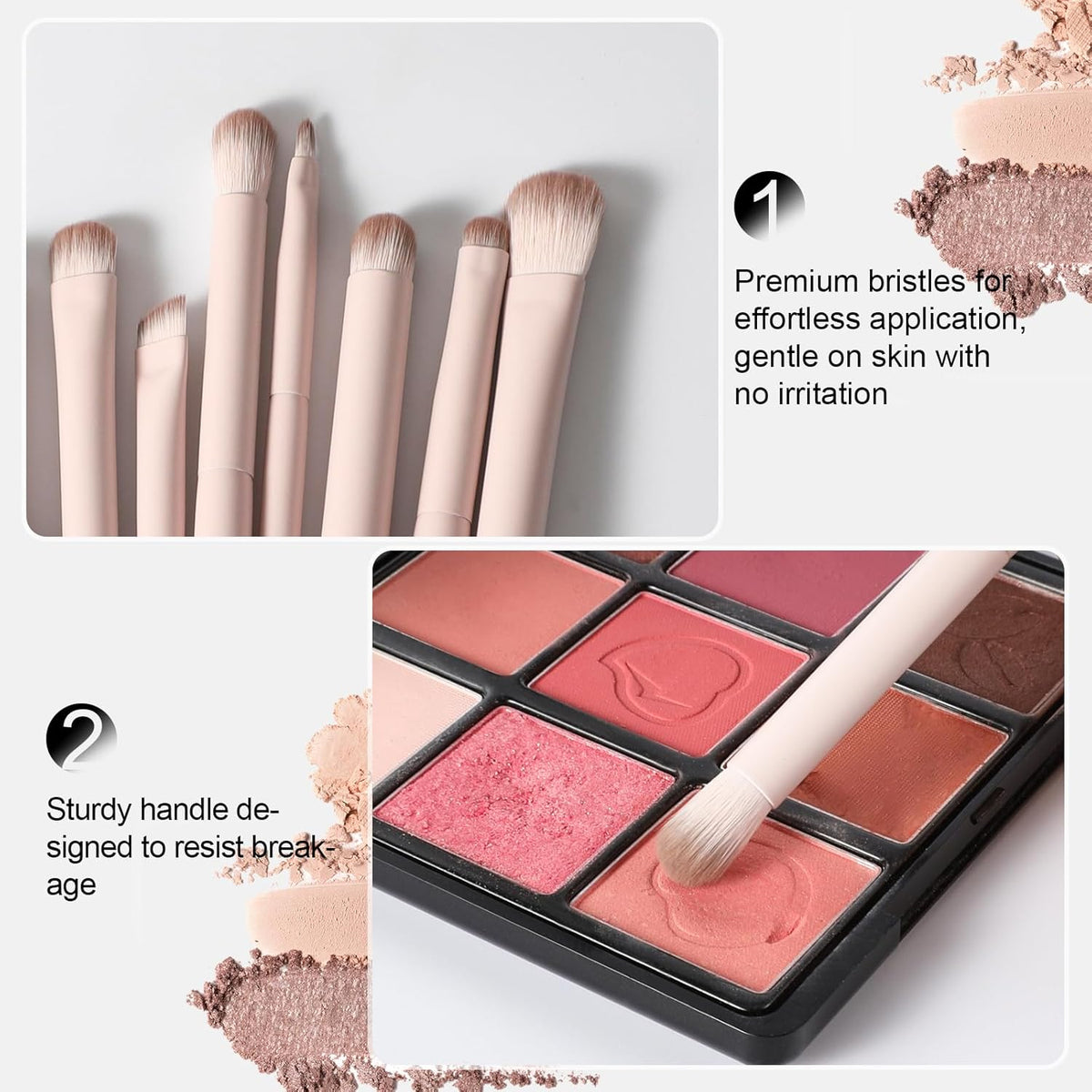 Professional 8 Piece Eye Makeup Brushes Set with Blending, Eyeliner & Angled Eyebrow Brushes - Eyeshadow Brush Kit for Hooded Eyes, Beginner Friendly Makeup Tools