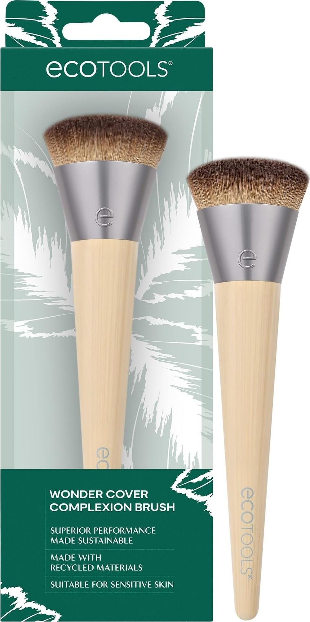 EcoTools Wonder Cover Complexion Brush, Flawless Foundation Application | Foundation makeup brush for application and blending, full coverage base brush, synthetic bristles, cruelty-free