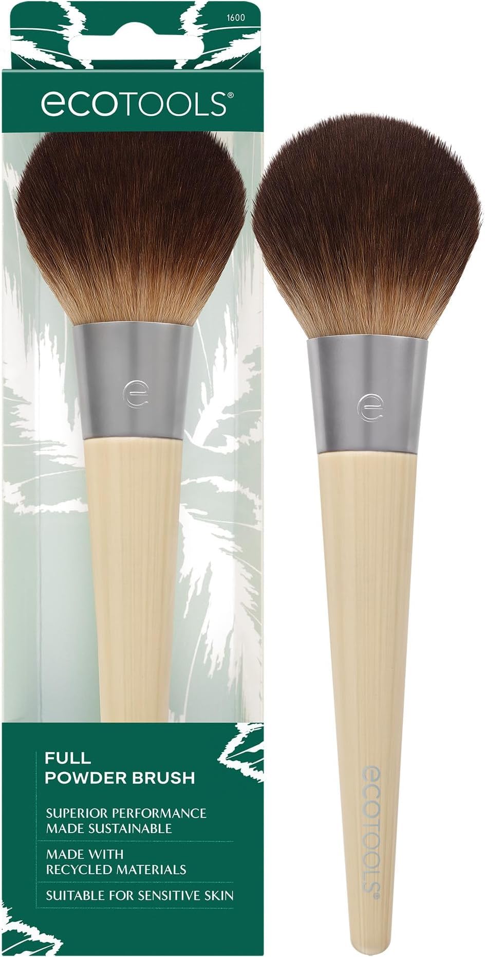 EcoTools Blending Face Makeup Brush for Foundation & Blush, 1 Count | Seamless base with a foundation brush for liquid makeup, dense synthetic bristles, face brush and vegan
