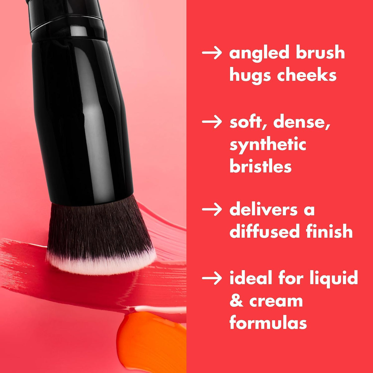 e.l.f. Camo Liquid Blush Brush | Angled Blush Brush Ideal For Applying & Blending Colors On Cheeks, Soft, Dense Bristles, Vegan & Cruelty-free