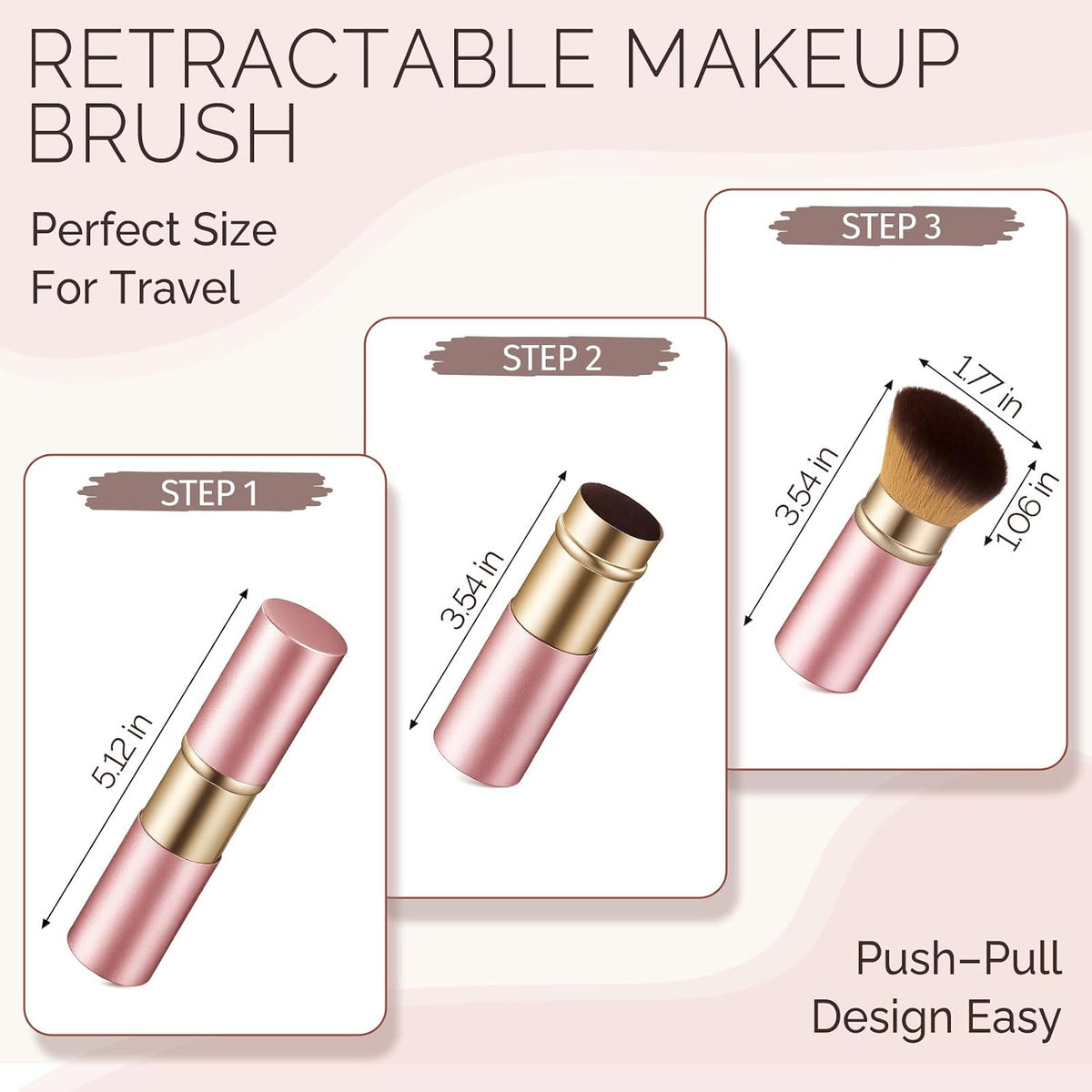 Angled Kabuki Brush with Retractable Desige For Professional makeup | Flawless Application of Foundation,Powder,Blush,Bronzer With Aluminium Body, Non-Toxic Bristles,Cream&liquid cosmetics(Pink)