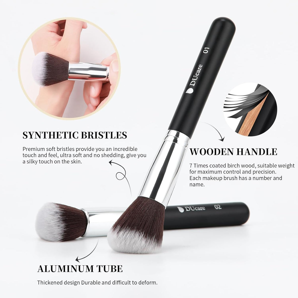 DUcare Makeup Brushes with Travel Bag 15Pcs Makeup Brush Set | Premium Synthetic Powder Foundation Contour Blush Concealer Eye Shadow Blending Liner Make Up Brush Kit
