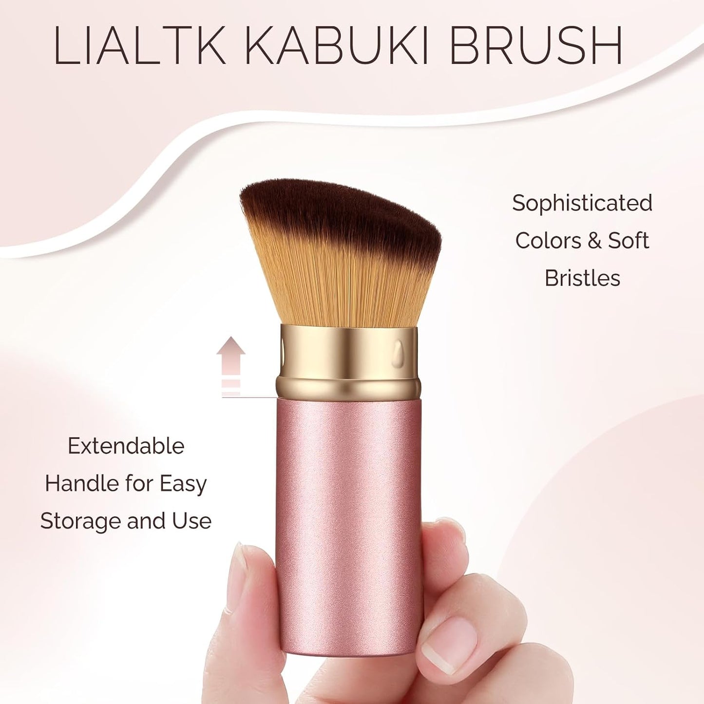 Angled Kabuki Brush with Retractable Desige For Professional makeup | Flawless Application of Foundation,Powder,Blush,Bronzer With Aluminium Body, Non-Toxic Bristles,Cream&liquid cosmetics(Pink)