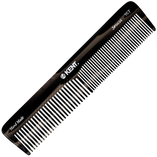 Kent 16T Fine and Wide Tooth for Daily Grooming,Handmade Styling Comb for All Hair Types,Wet or Dry Hair Detangling Comb for Men and Women,Saw Cut Hand Polished, Made in England Graphite