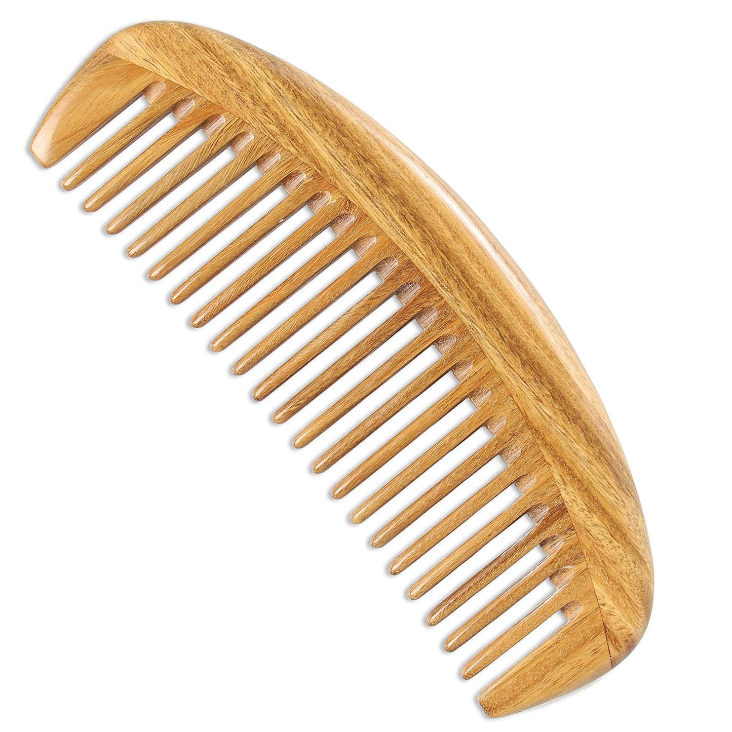 Onedor Handmade 100% Natural Green Sandalwood Hair Combs - Anti-Static Sandalwood Scent Natural Hair Detangler Wooden Comb (Wide Tooth),1 Count (Pack of 1) | Handmade, 0.15 in Tooth Spacing, Smooth Rounded Teeth, Helps Reduce Static, Less Pulling, Wavy Th