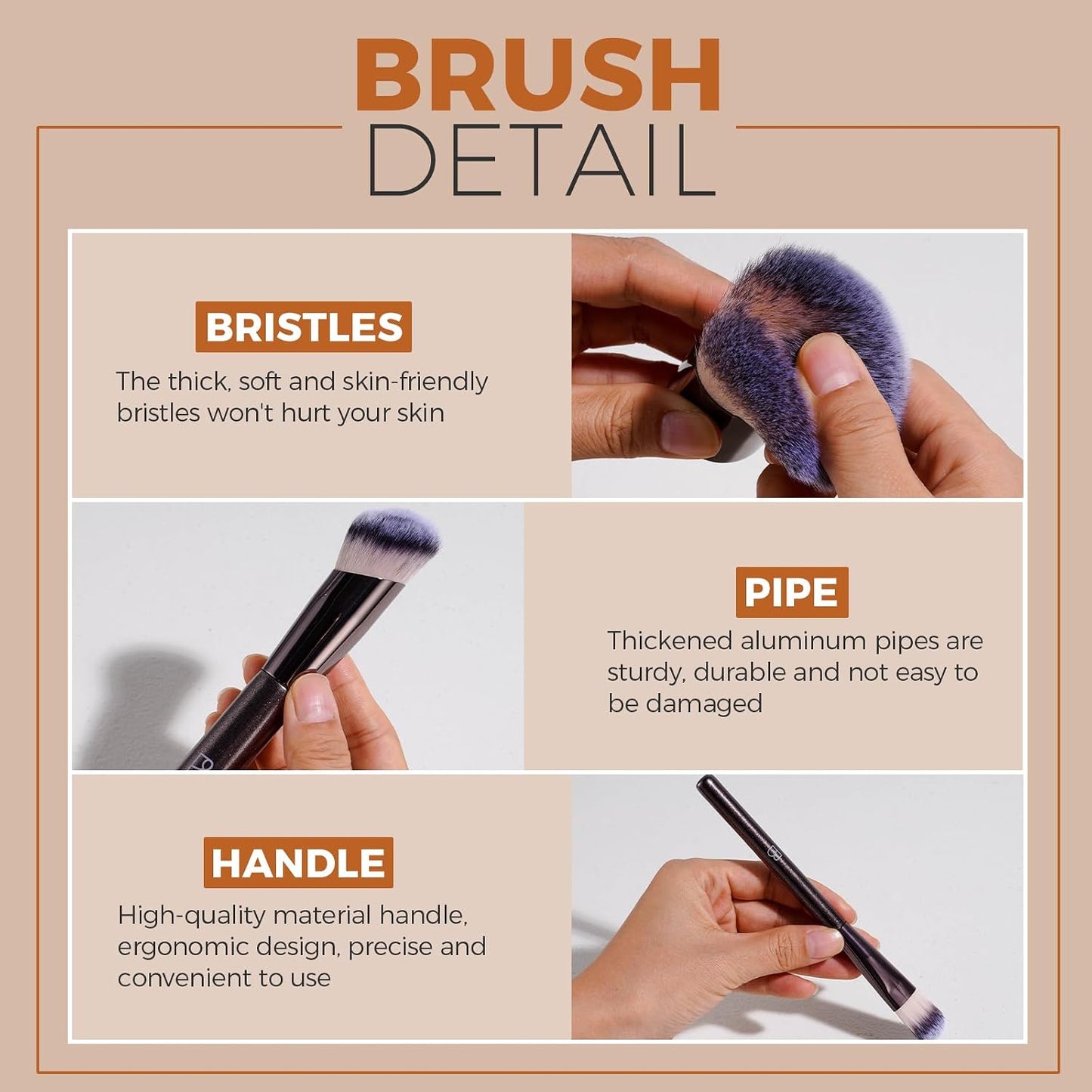 Travel Makeup Brush Set BS-MALL Ultra-Soft Synthetic Bristles Eyeshadow Brush, Foundation Brush for Liquid Makeup, Double-ended Travel Bag & Triangle Puff - Travel-friendly Multi-purpose Kit 10 Pcs