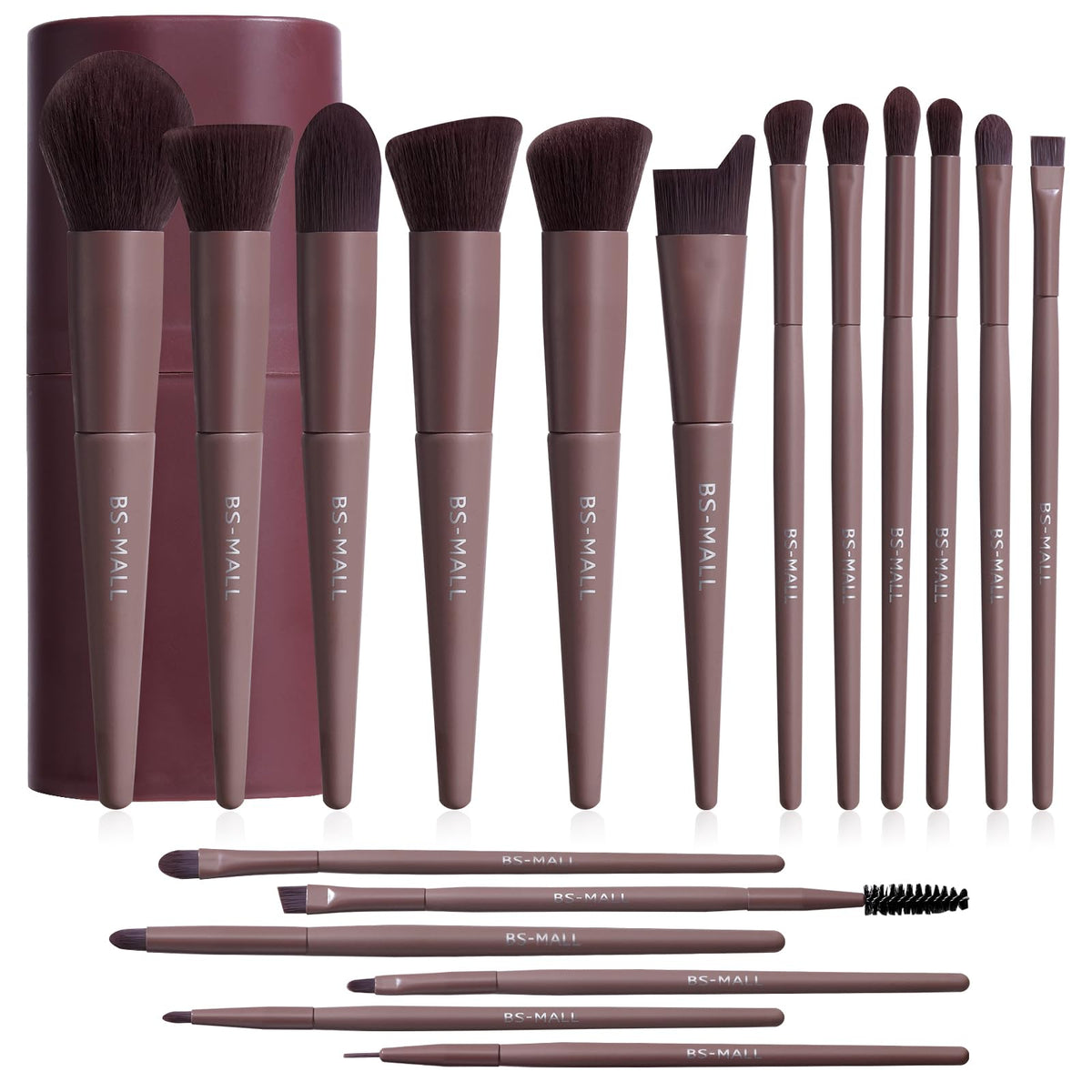 BS-MALL Makeup Brush Set 18 Pcs Professional Foundation Powder Concealers Eyeshadow Blush Synthetic Makeup Brushes with Labeled instruction Black Case Upgraded Version | Professional Foundation Powder Concealers Eyeshadow Blush Synthetic Makeup Brushes