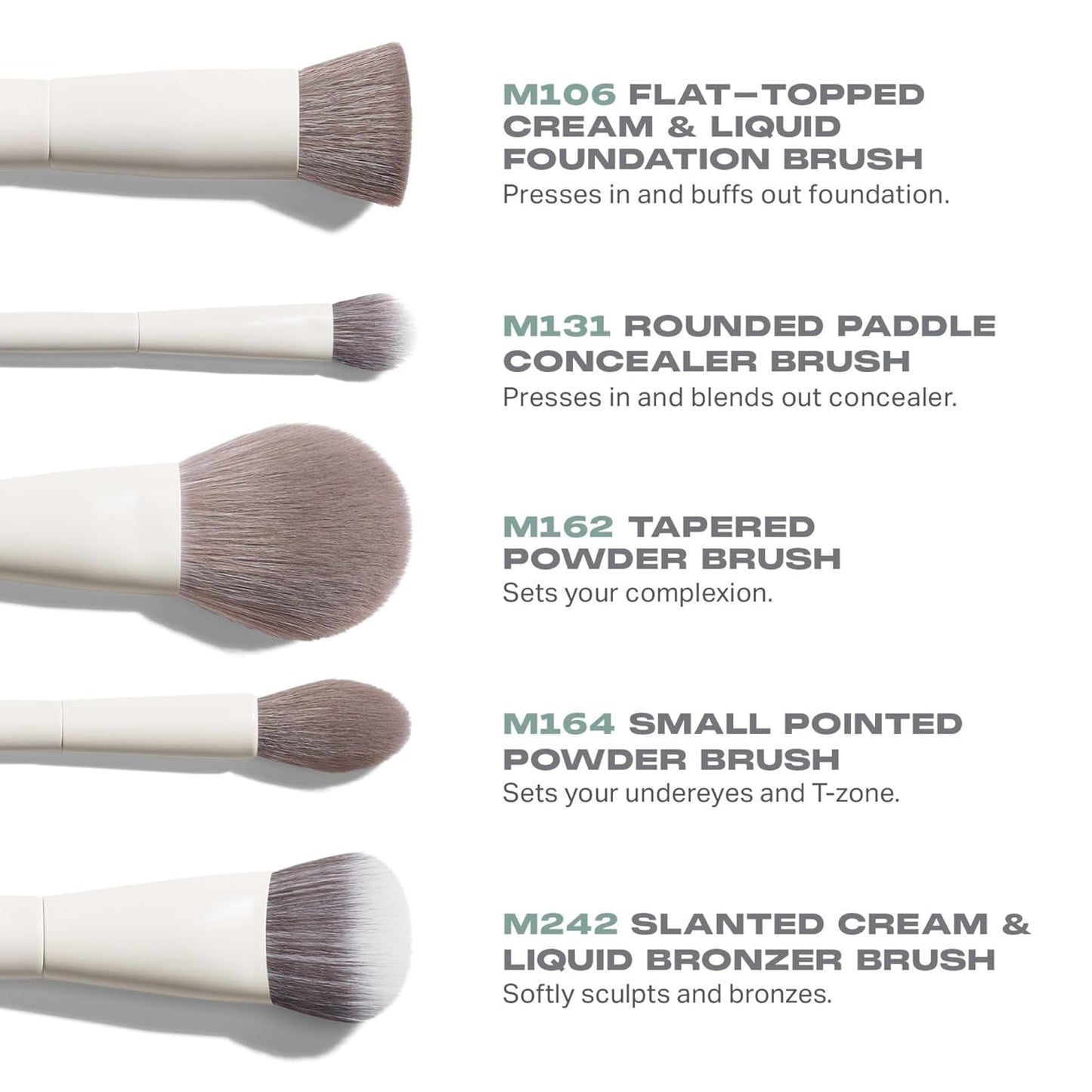Morphe Portrait Mode 5 Piece Makeup Brush Set - Professional Makeup Brushes for Foundation, Concealer, Powder, Bronzer - Expertly Engineered Face Brush Kit for Smooth, Streak-Free Application (5 ct)