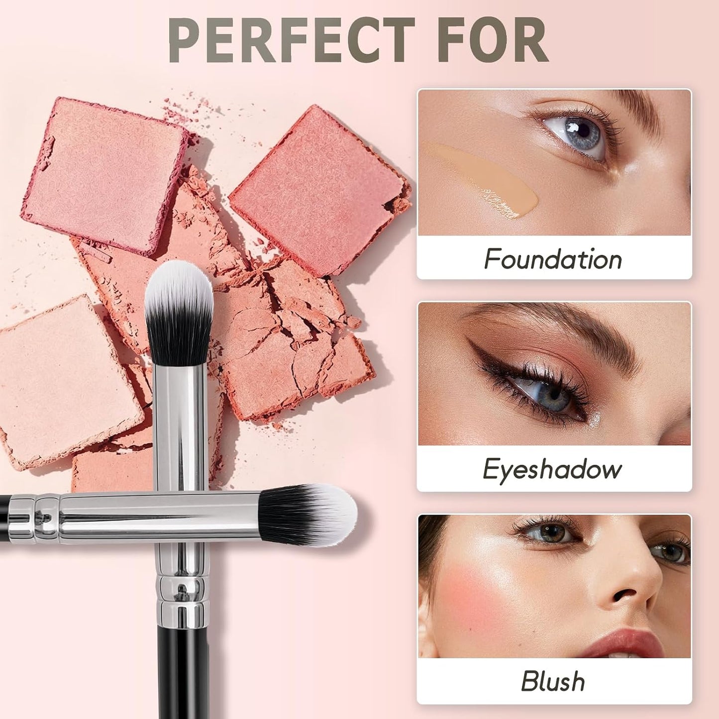 Makeup Brushes, 14 Pcs Travel makeup Brush Set, Black | Fibrous bristles, high density, fluffy, one-handle design，for Foundation, Concealer, Blush and Eyeshadow Brush