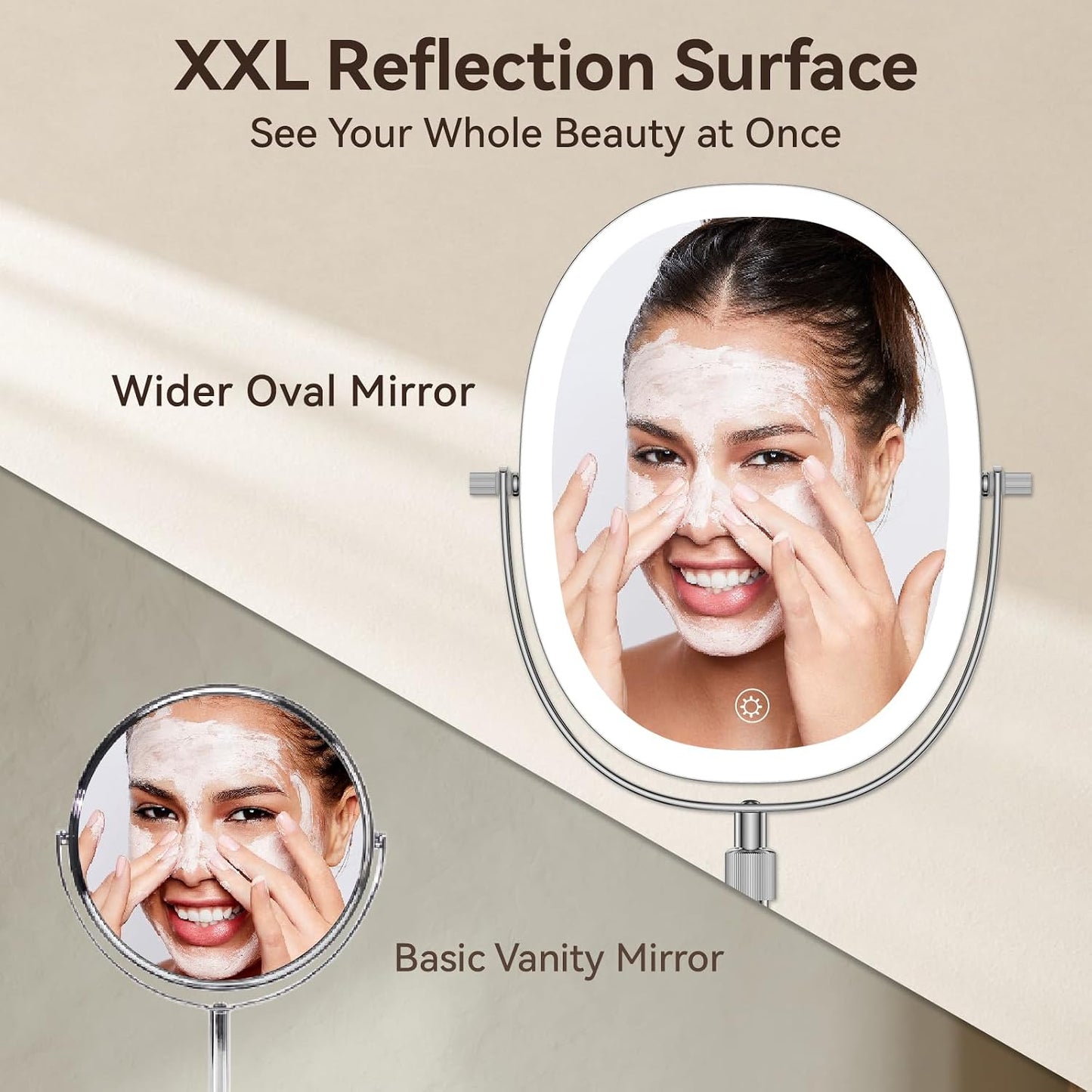 9″ Lighted Makeup Mirror with Magnification, Height Adjustable Vanity Mirror, Rechargeable Makeup Mirror with Lights- 3 Modes, 360° Swivel Double Sided 7x Magnifying Mirror, Mothers Day Gifts for Mom