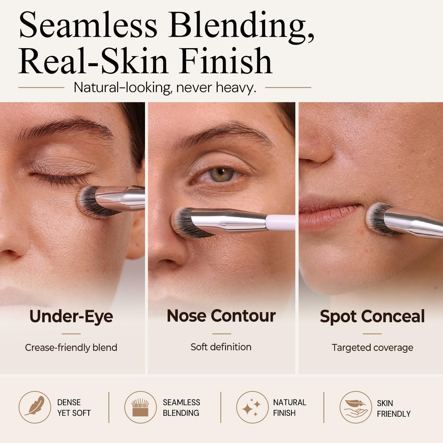 Albeaut Concealer Brush, Angled Under Eye Makeup Small Foundation Precision Face Blending Brush (193 concealer brush), 1pc