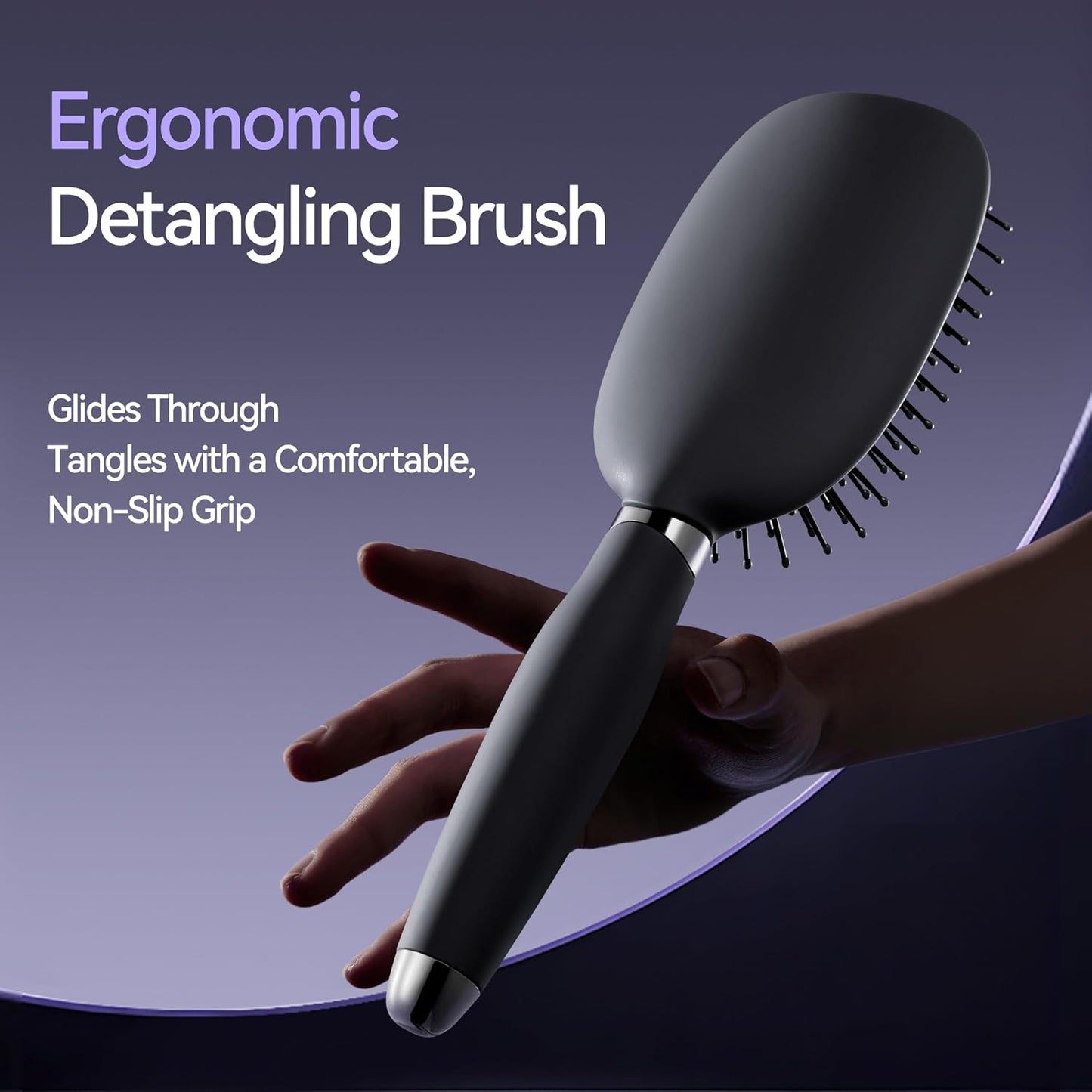 Hair Brush for Men, Detangling & Styling Hairbrush with Flex Cushion Base | Ball-Tipped Bristles, For Wet/Dry Use, Scalp Massage Function, Mens Detangler Brushes for Fine/Thin/Short/Thick Hair, Gray
