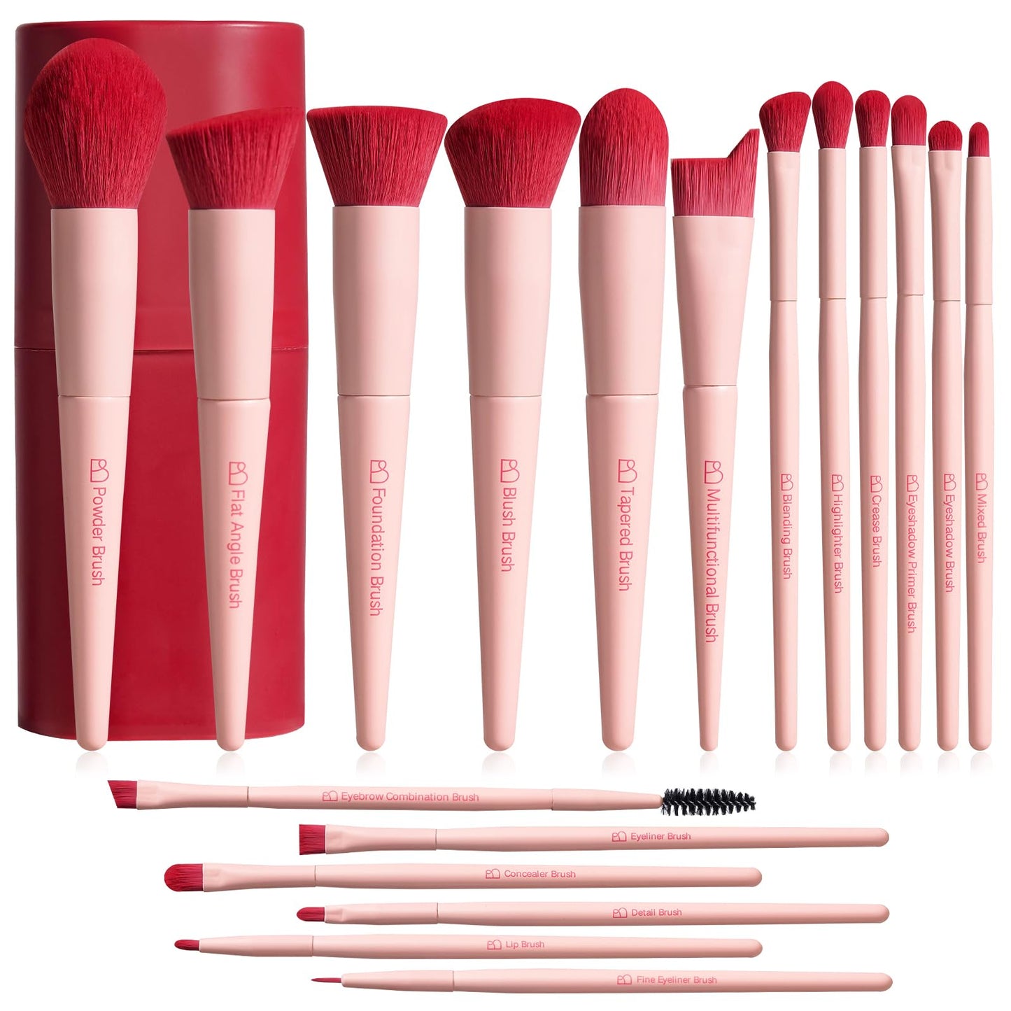 BS-MALL Makeup Brush Set 18 Pcs Professional Foundation Powder Concealers Eyeshadow Blush Synthetic Makeup Brushes with Labeled instruction Black Case Upgraded Version | Professional Foundation Powder Concealers Eyeshadow Blush Synthetic Makeup Brushes