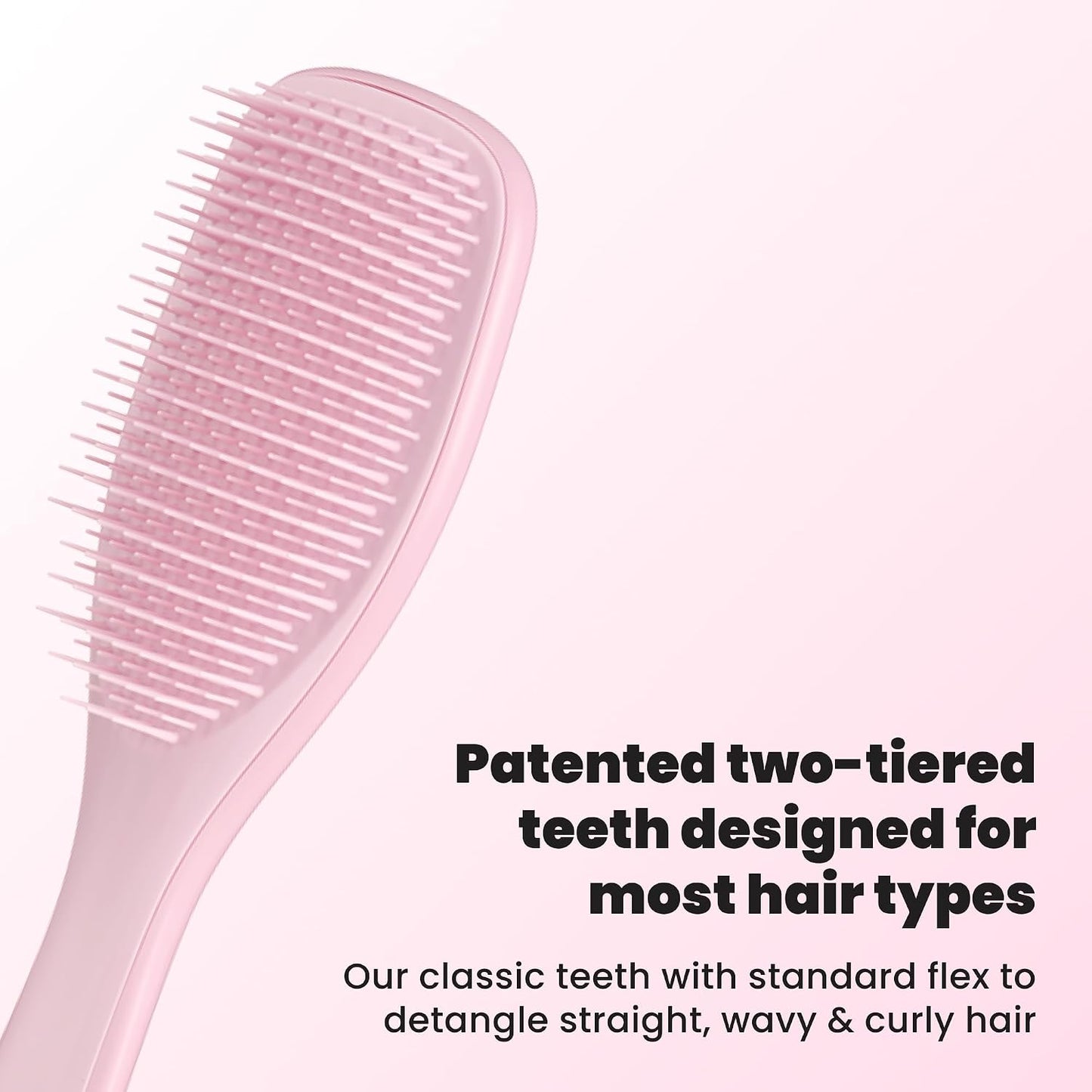 Tangle Teezer Ultimate Detangler Brush, Straight to Wavy, Millennial Pink | Patented two-tier, regular-flex teeth reduce breakage & split ends on wet or dry hair; Shower-friendly hairbrush for all ages