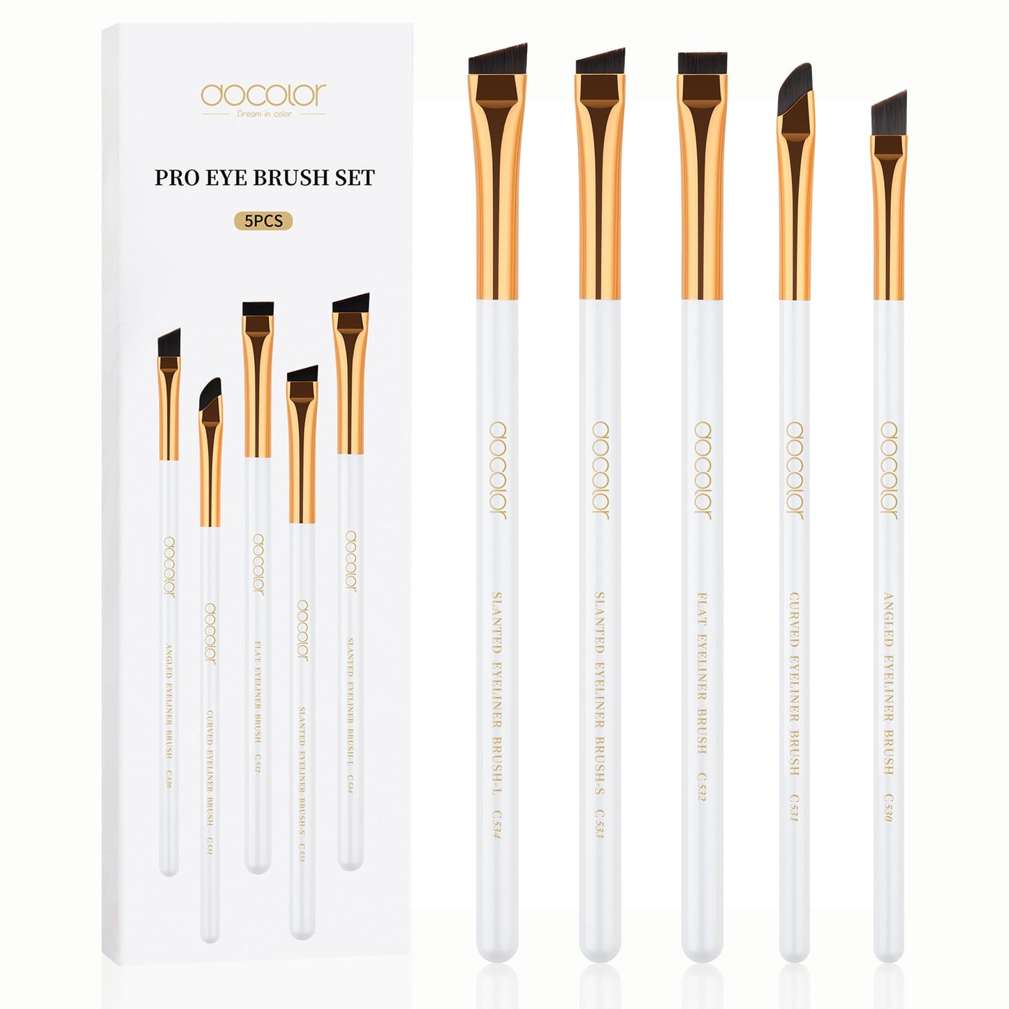 docolor Concealer Brush, 2PCS Angled Concealer Brushes Under Eye Mini Angled Flat Top Nose Contour Brush for Concealing Blending Setting