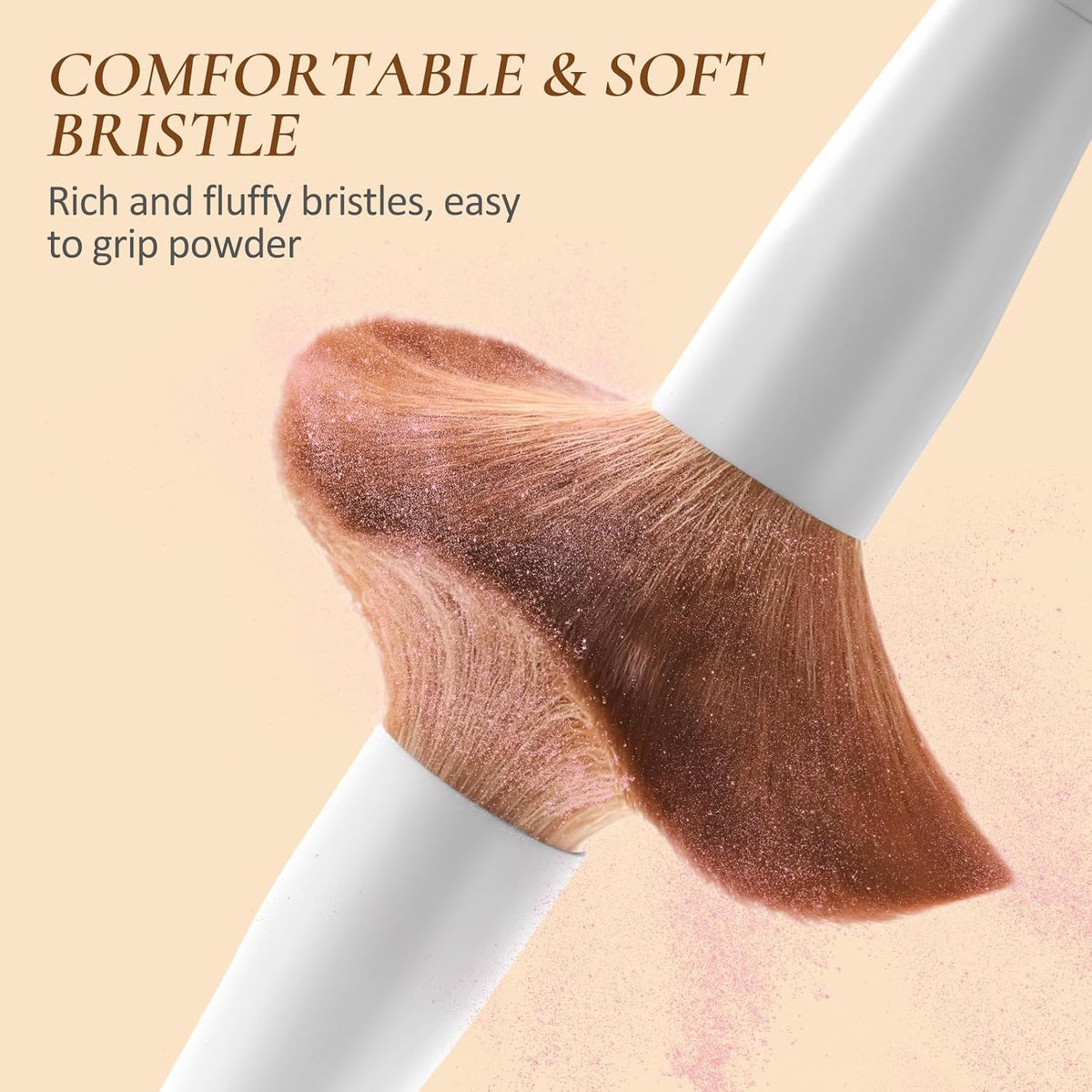 LUXBRU Makeup Brushes With Case 20PCs Professional Makeup Brush Set, Foundation Powder Eyeshadow Brush Set Eyebrow Concealer Contour Travel Brushes Kit with Holder & 2 Powder Puff-White