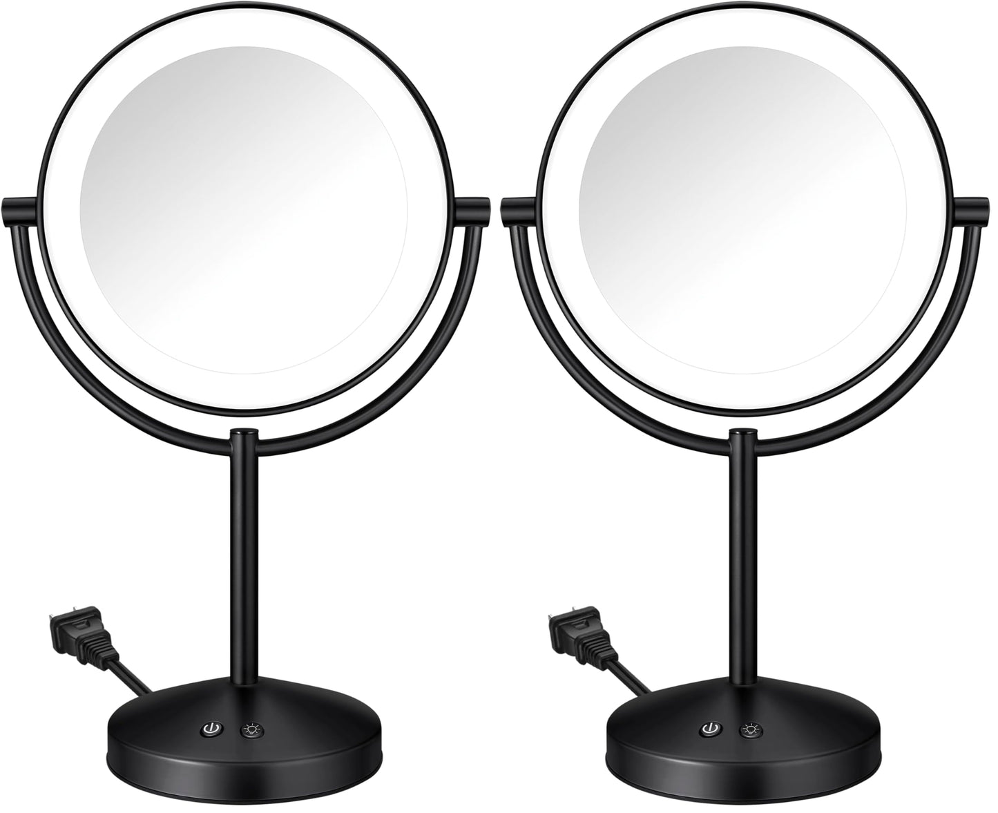 Conair Lighted Makeup Mirror, Double-Sided LED Vanity Mirror with 1X/10X Magnification, 3 Light Settings, 3 Modes, 360° Rotation, Matte Black Finish