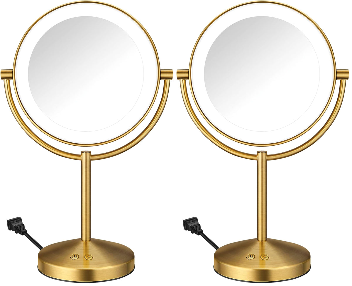 Conair Lighted Makeup Mirror, Double-Sided LED Vanity Mirror with 1X/10X Magnification, 3 Light Settings, 3 Modes, 360° Rotation, Matte Black Finish