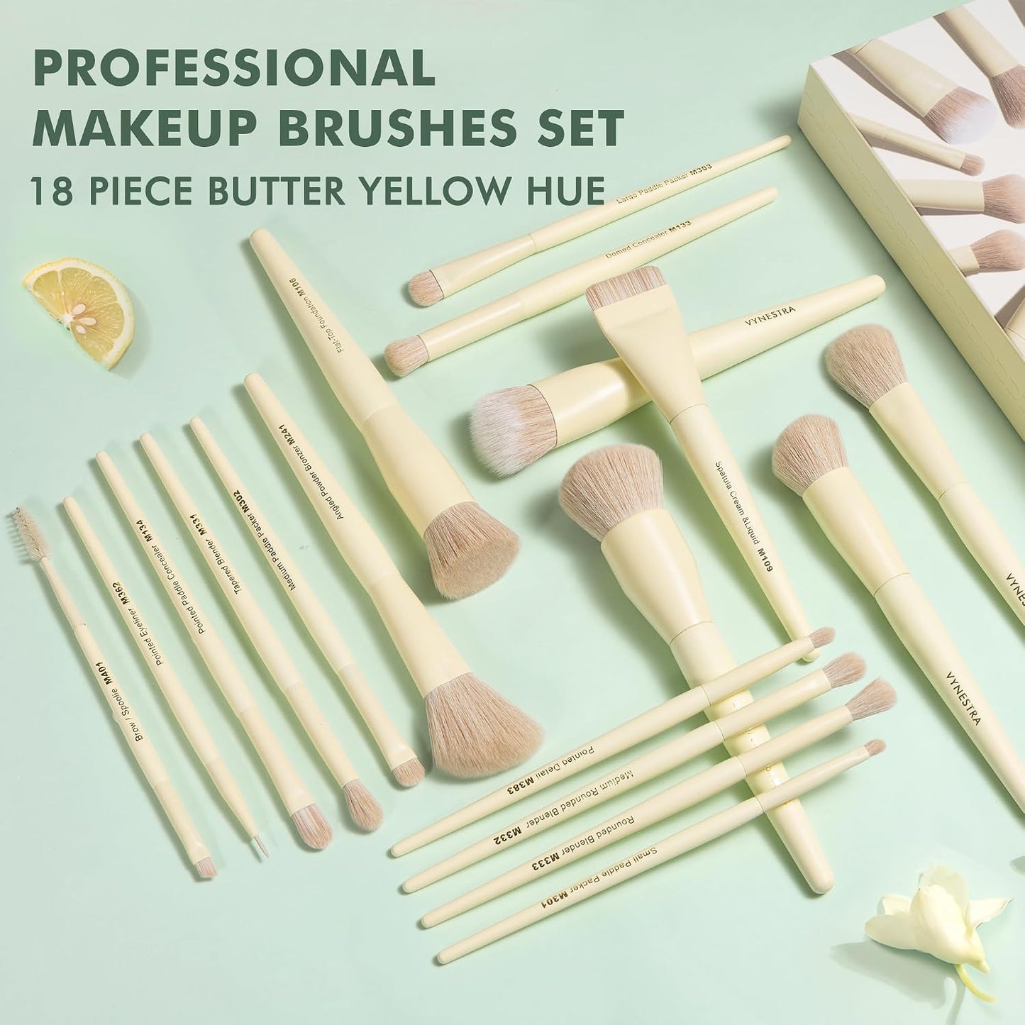 Buttery Blends Brush Set 18Pcs Face&Eye Makeup Brushes Set labeled | Make up Brushes Gift Set ultra Soft Complete with Blending,Foundation,Concealer,Blush,Bronzer, Eyeshadow Brush & Non-Shedding