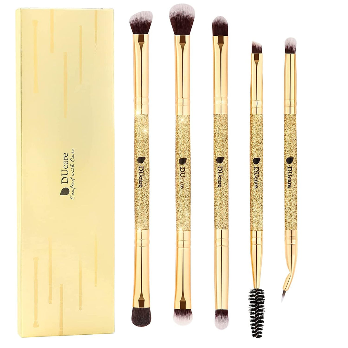 DUcare Dual-Ended Foundation Brush | Flat Top Kabuki & Angled makeup brushes, 100% Vegan Synthetic Makeup Brush for Flawless Blending Liquid, Powder, Cream, Blush