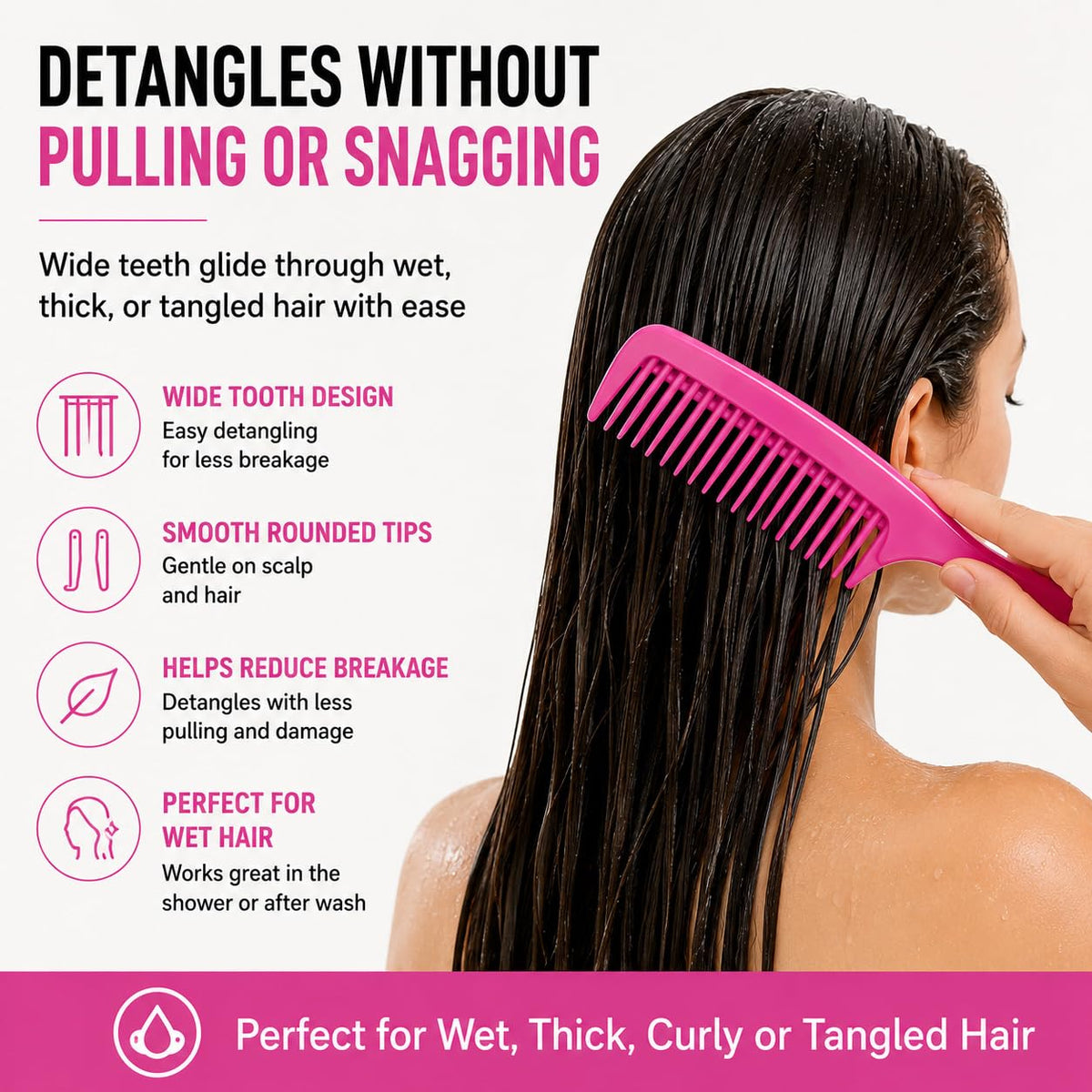 (6 Pack) 8" Colorful Dressing Comb Dresser Comb Round Handle Comb Hair Combs and (1 Pack) 5" Favorict Pocket Comb (A)