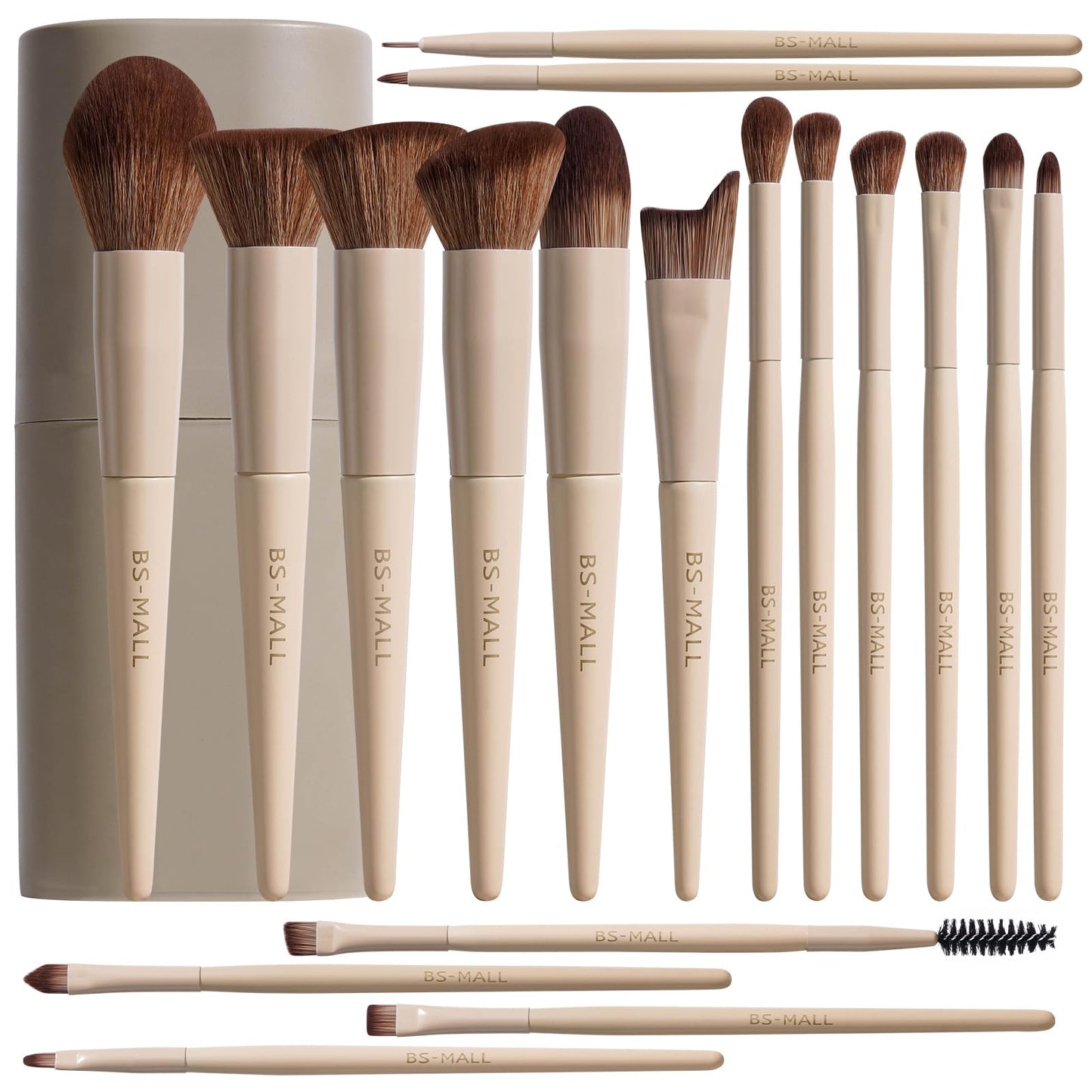 BS-MALL Makeup Brush Set 18 Pcs Professional Foundation Powder Concealers Eyeshadow Blush Synthetic Makeup Brushes with Labeled instruction Black Case Upgraded Version | Professional Foundation Powder Concealers Eyeshadow Blush Synthetic Makeup Brushes