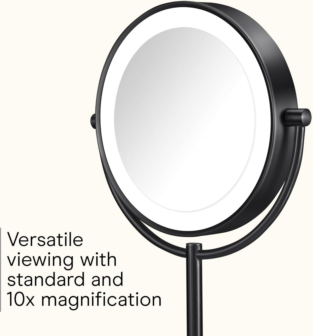 Conair Lighted Makeup Mirror, Double-Sided LED Vanity Mirror with 1X/10X Magnification, 3 Light Settings, 3 Modes, 360° Rotation, Matte Black Finish