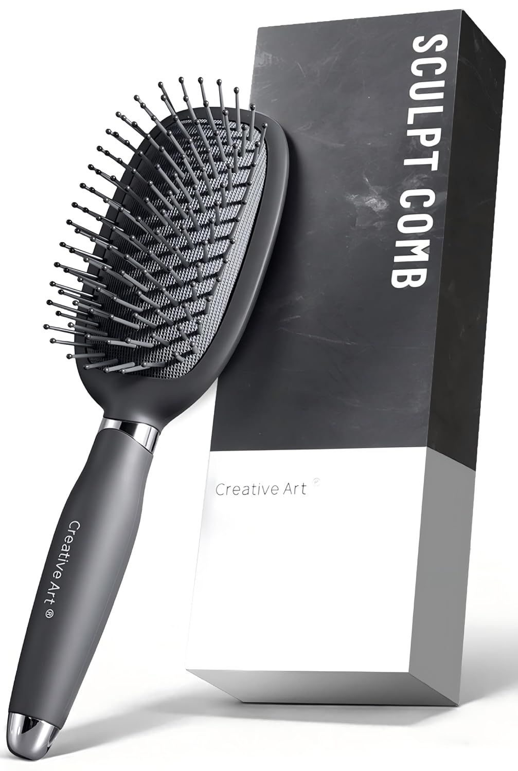 Hair Brush for Men, Detangling & Styling Hairbrush with Flex Cushion Base | Ball-Tipped Bristles, For Wet/Dry Use, Scalp Massage Function, Mens Detangler Brushes for Fine/Thin/Short/Thick Hair, Gray