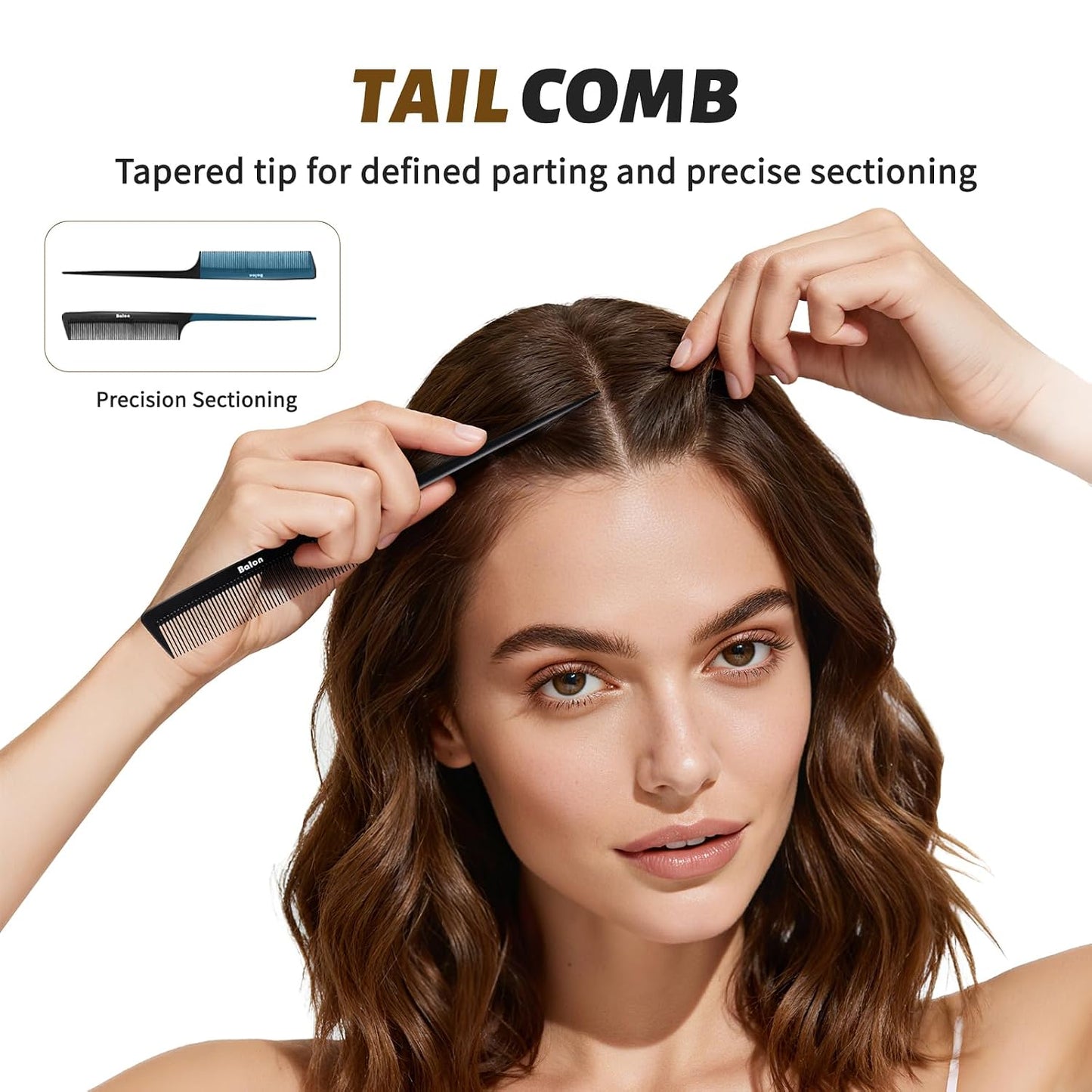 Hair Brush and Comb Set Detangling Styling, Wet-Hair Combing Sectioning | Paddle brush, Styling brush, Wide-tooth & tail comb, Anti-static, Soft bristles gently detangle, Massage scalp, Boost shine
