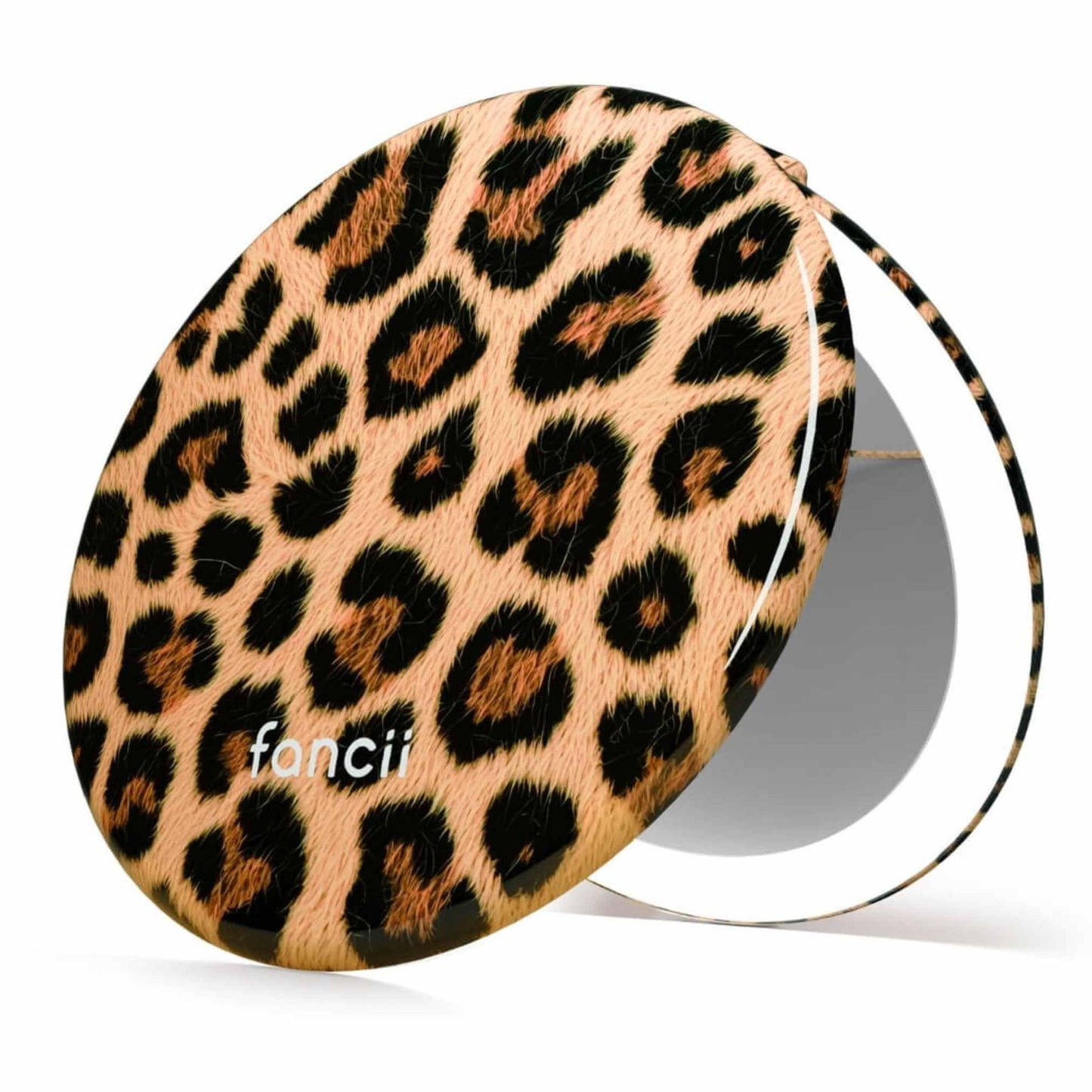 Fancii Taylor LED Lighted Travel Makeup Mirror, Rechargeable with 10x/1x Magnifying & 3 Light Settings - Compact, Portable, Large 5” Wide Hand Mirror for Handbag and Purses (Rose Gold)
