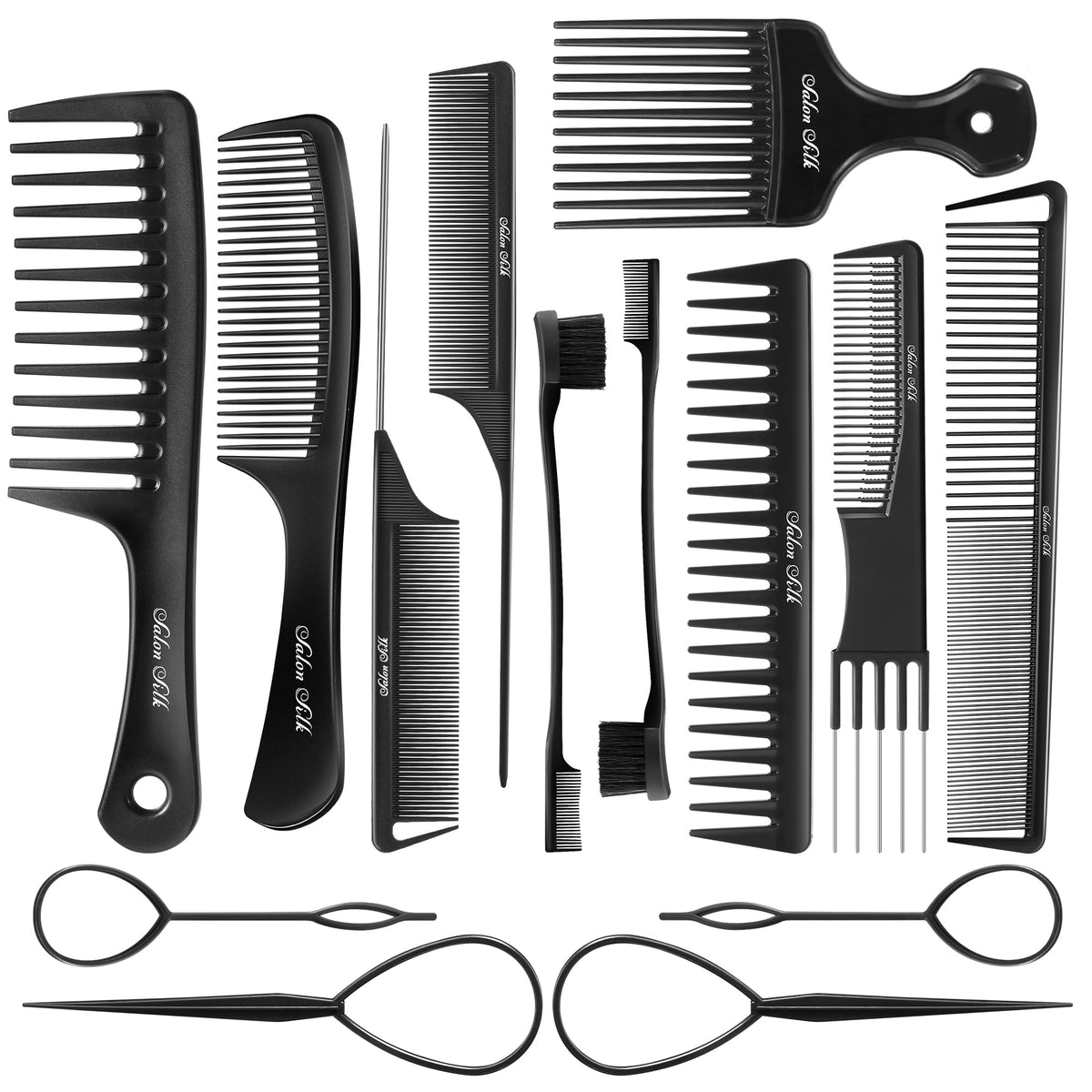 SalonSilk Professional Combs Set for Natural Black Curly Hair for Ladies