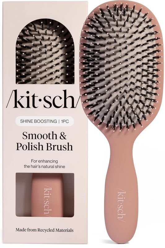 Kitsch Smooth & Polish Hair Brushes For Women and Men - Terracotta | Hairbrush For Women | Dual Bristle Detangler Brush – Vegan Boar & Nylon Hair Brush w/ Cushioned Pad for Scalp Massage