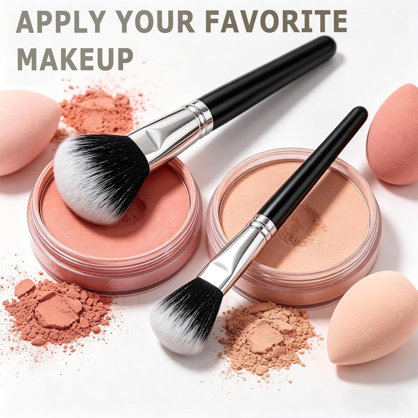 Makeup Brushes, 14 Pcs Travel makeup Brush Set, Black | Fibrous bristles, high density, fluffy, one-handle design，for Foundation, Concealer, Blush and Eyeshadow Brush