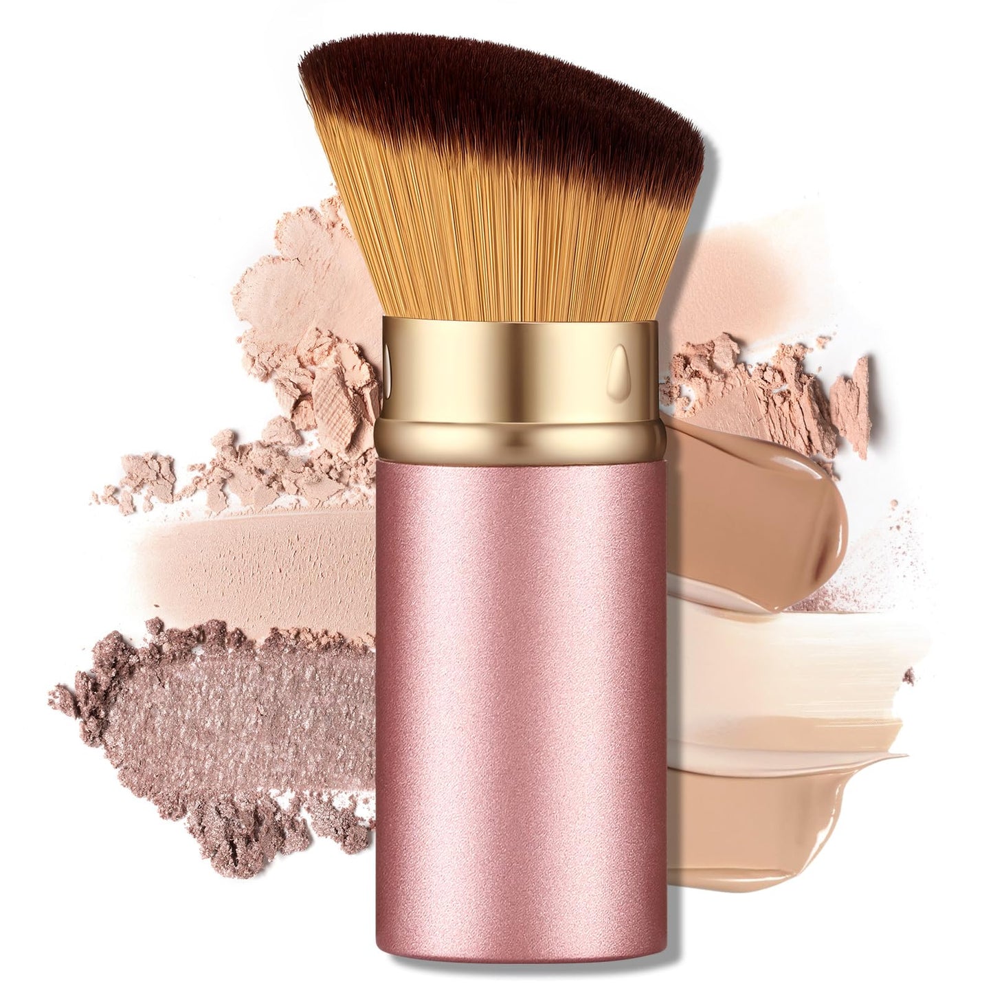 Angled Kabuki Brush with Retractable Desige For Professional makeup | Flawless Application of Foundation,Powder,Blush,Bronzer With Aluminium Body, Non-Toxic Bristles,Cream&liquid cosmetics(Black)