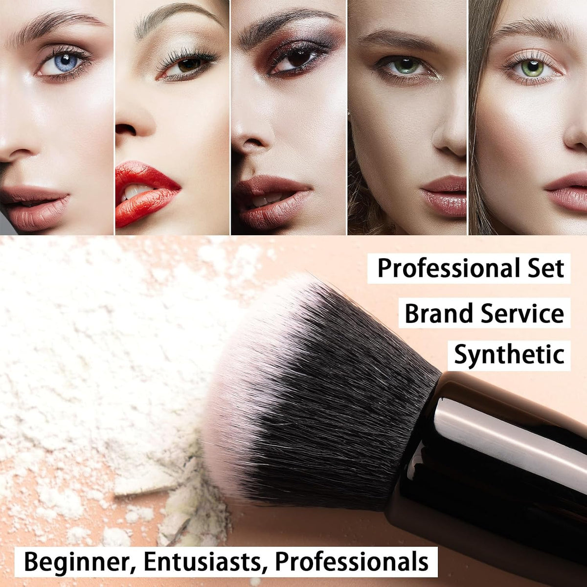 Raffaello Makeup Brushes 15Pcs Makeup Brush Set Premium Synthetic Bristles | for Powder, Foundation, Contour, Blush, Concealer, Bronzer, Buffing, Eye Shadow Blending Liner
