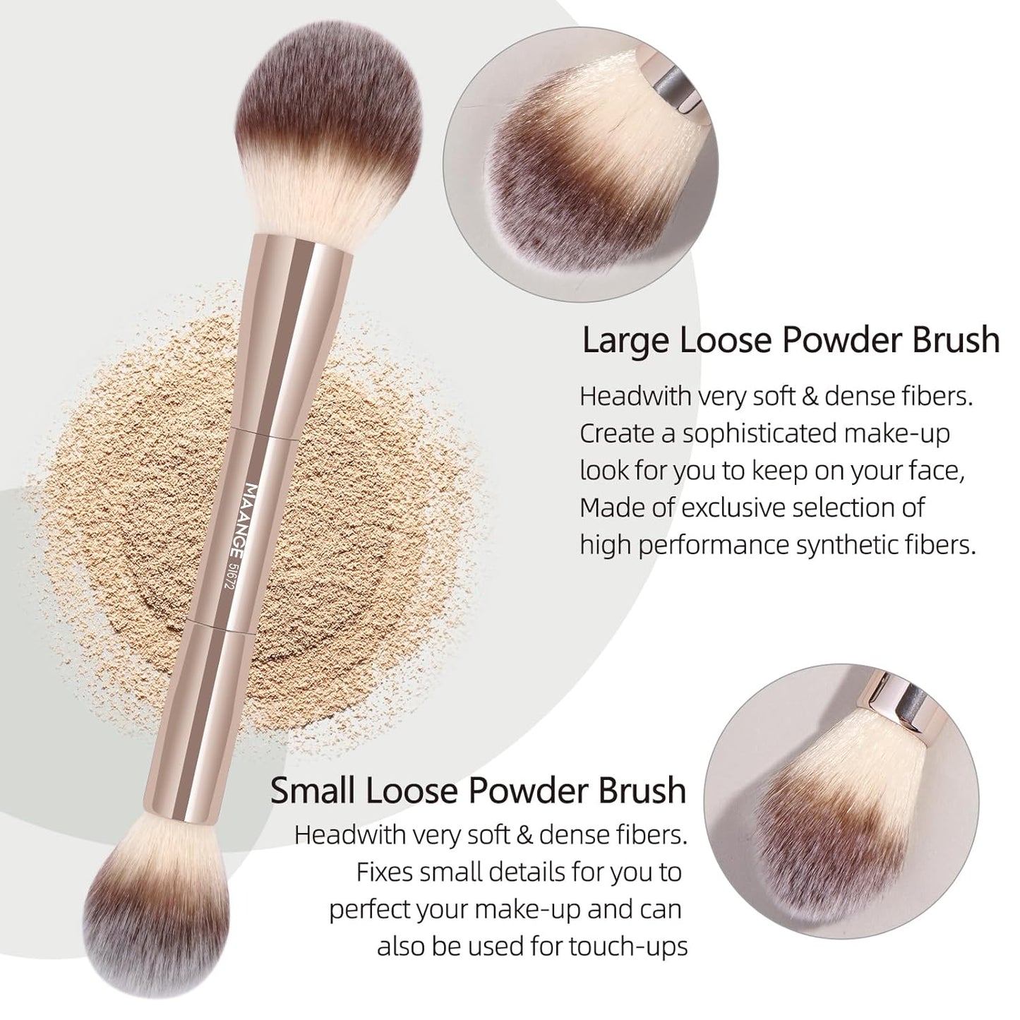 MAANGE 20 Pcs Makeup Brushes with Gift Box, Double-End Multi-functional Makeup Brushes for Blending Liquid Powder Concealer Cream Blush Buffe,Champagne