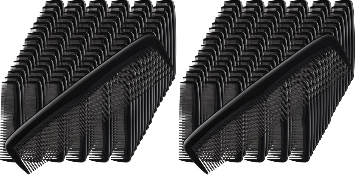 150 Pcs Combs Bulk, 5" Black Fine and Wide Tooth Plastic Comb for Women Men | Travel size, hair styling daily use, bulk supply for homeless, charity salon, school, nursing home