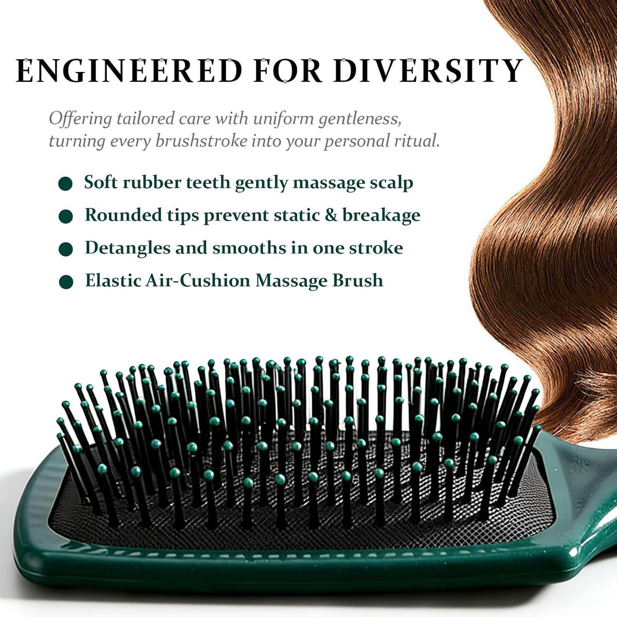 Paddle Hair Brush Air Cushion Hairrush Basic Paddle Brush | Anti-Static Massage Hair Brushes,Cushion Base Detangling & Volumizing, Nylon Bristle Hairbrush for Men and Women